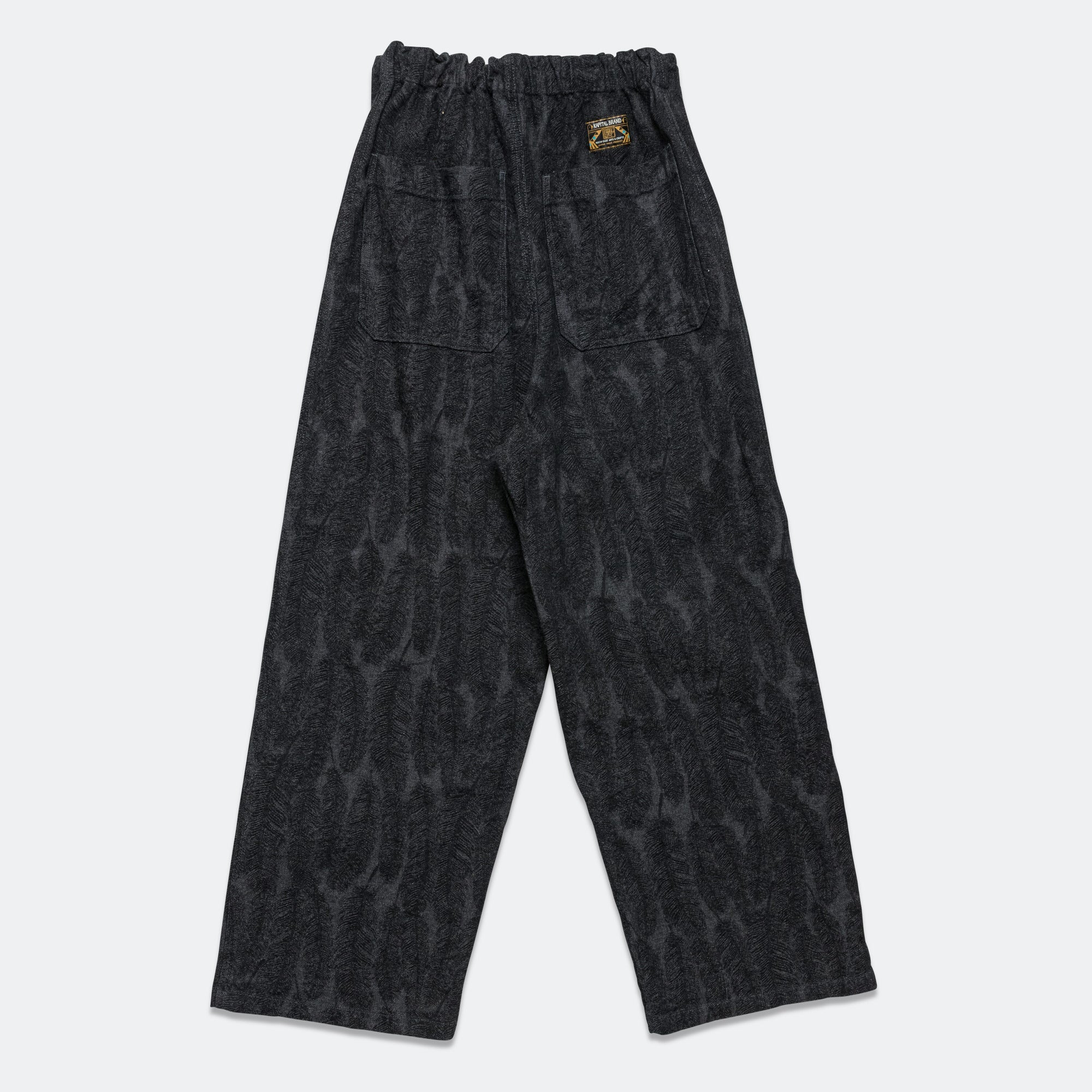 12oz MAGPIE Denim W-Knee Easy Baggy Pants - Black/Black - Image 2