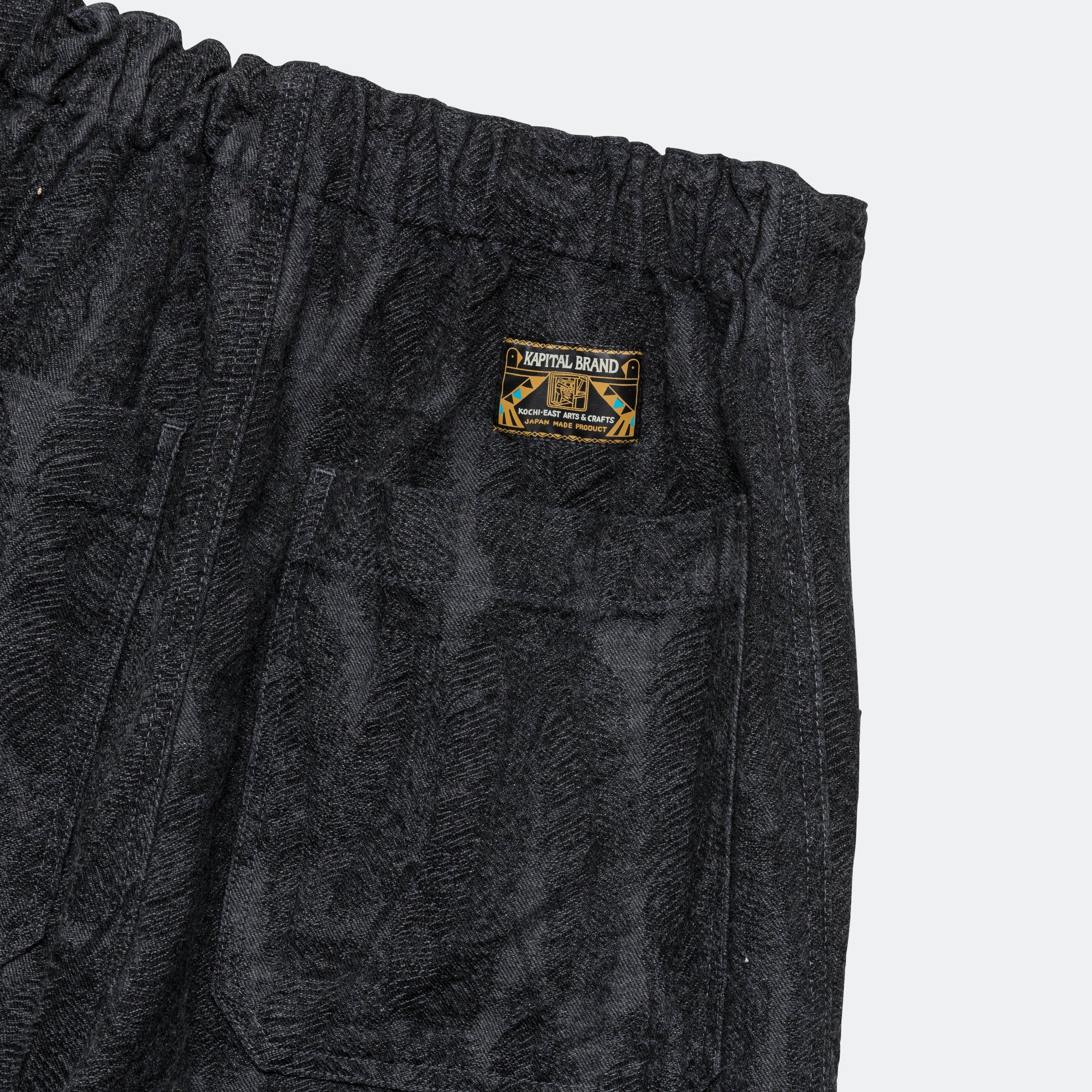 12oz MAGPIE Denim W-Knee Easy Baggy Pants - Black/Black - Image 7