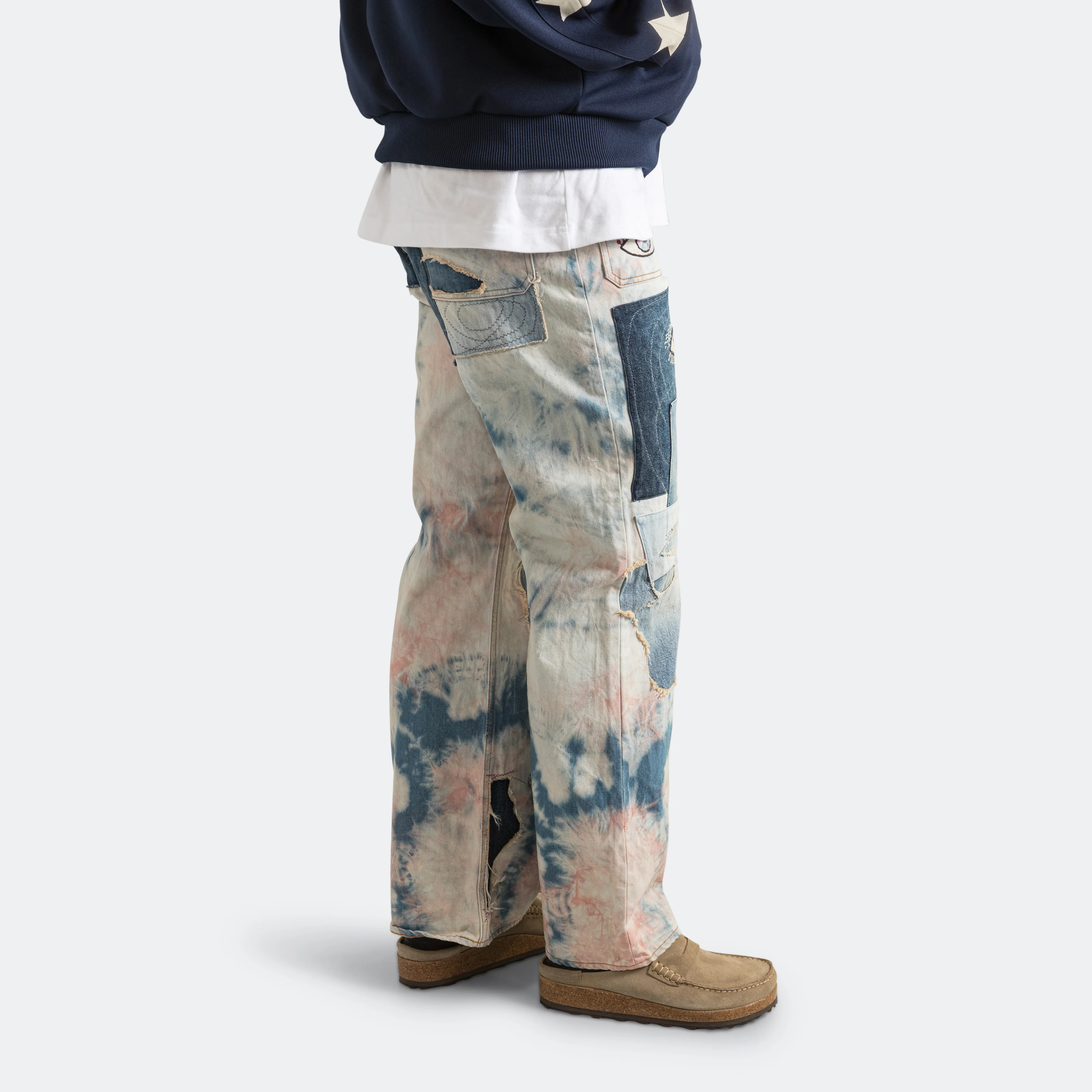 14oz Denim Tie-Dye Baggy Flare Pants(CrazyDixieRemake) - IDGxPNK - Image 2