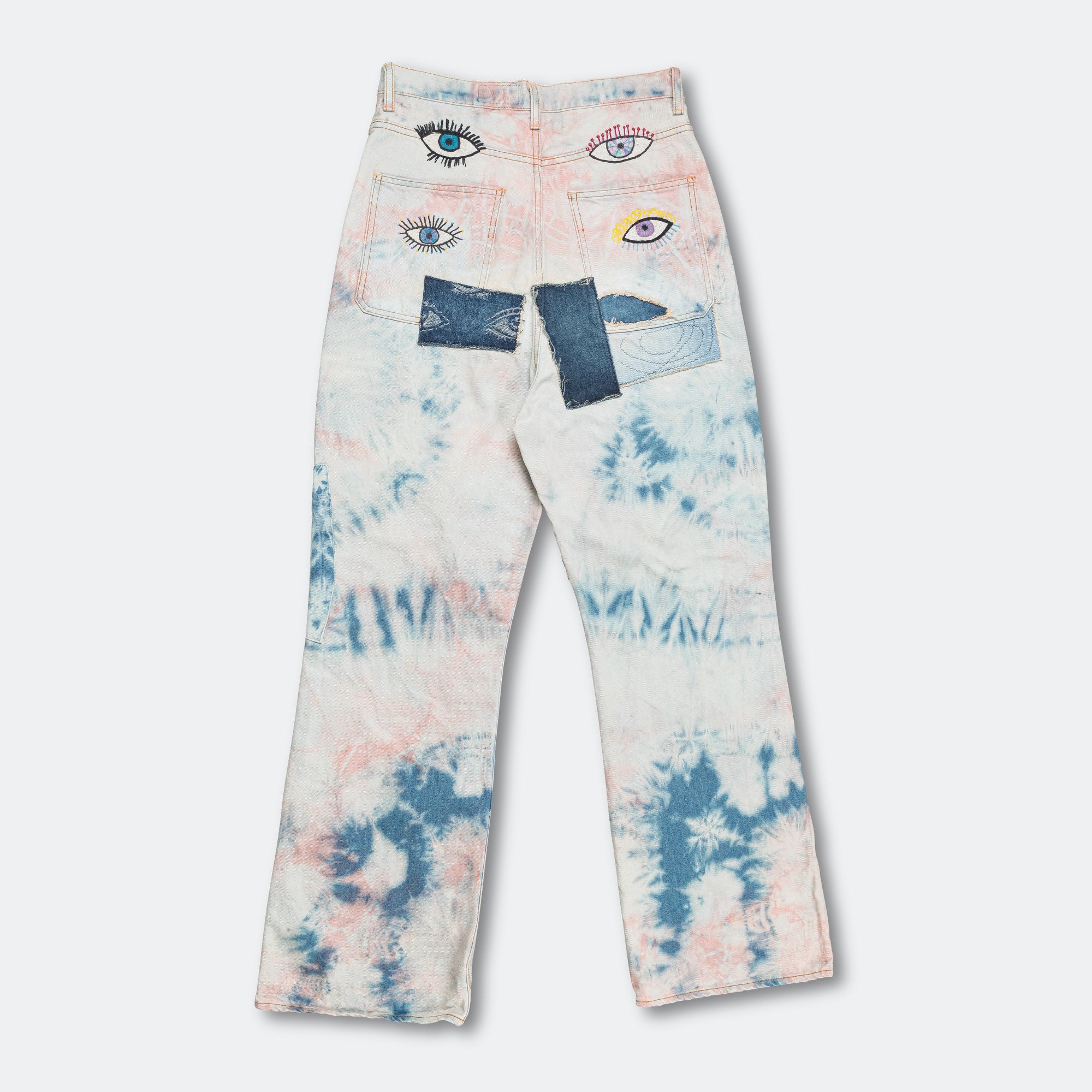 14oz Denim Tie-Dye Baggy Flare Pants(CrazyDixieRemake) - IDGxPNK - Image 3