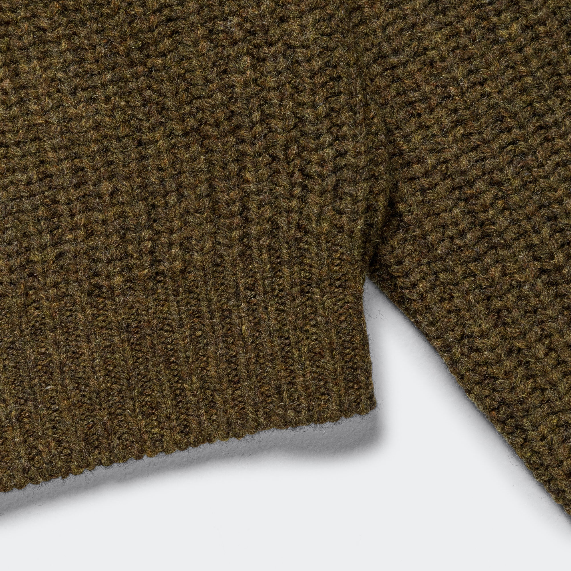 3G Wool Cable Knit ZIP UP Pullover - Khaki - Image 10