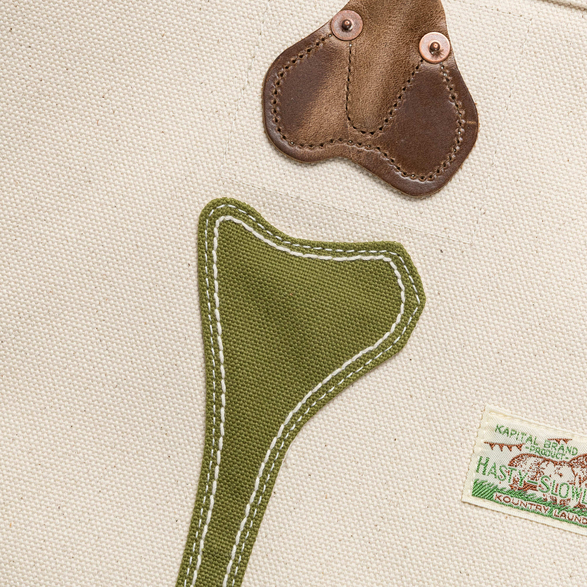 #4 Canvas KO.TSU.KO.TSU. Tote Bag - Ecru/Khaki - Image 5