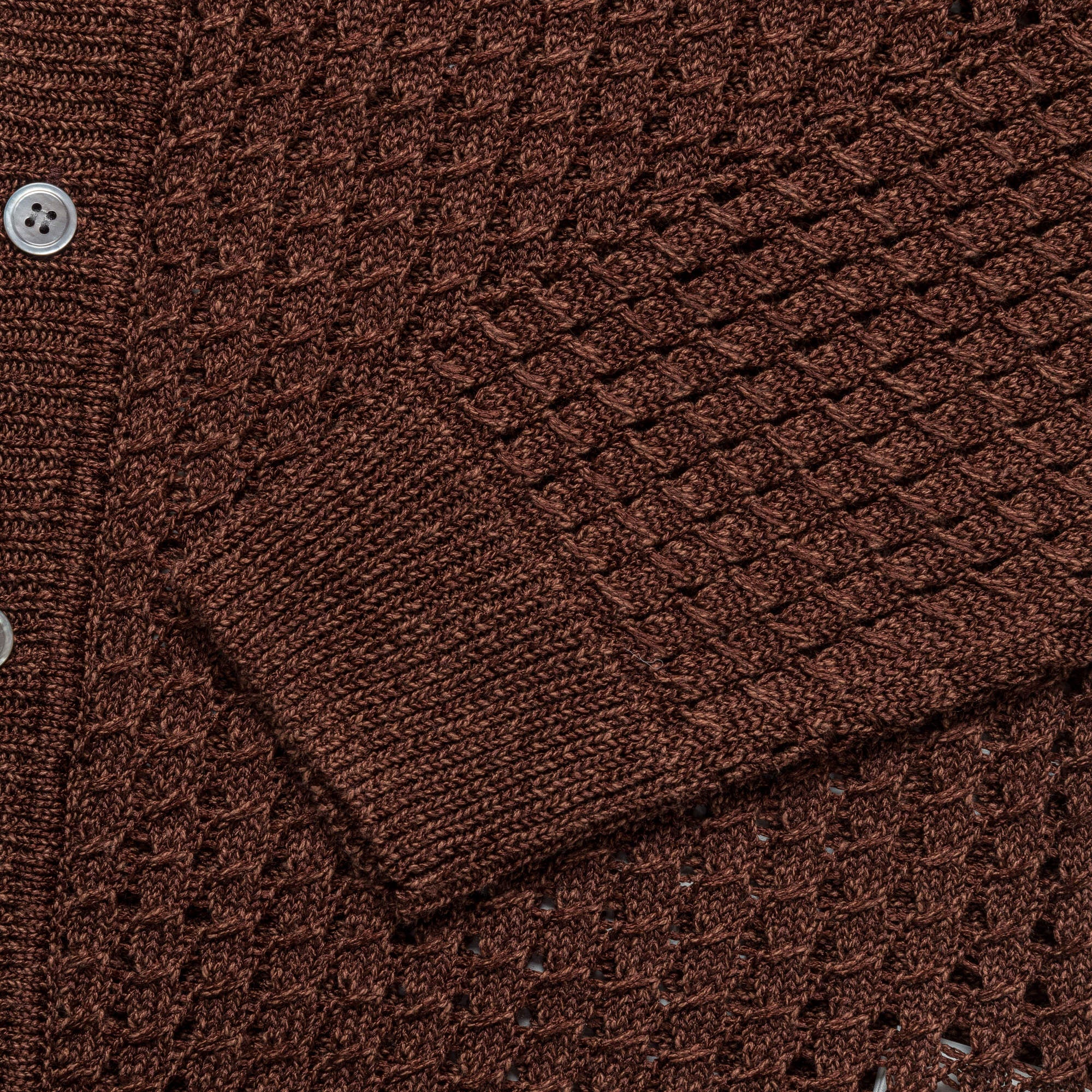 5G Bright Mesh Polo Cardigan - Brown - Image 3