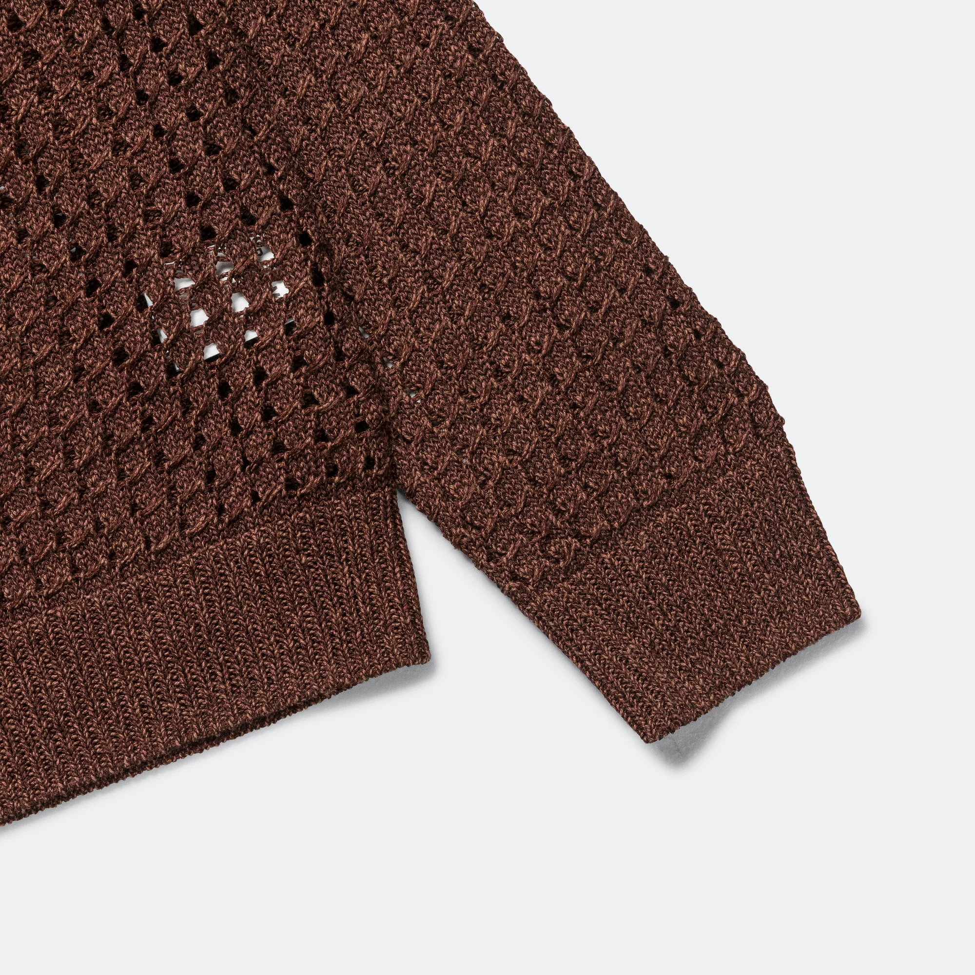 5G Bright Mesh Polo Cardigan - Brown - Image 4