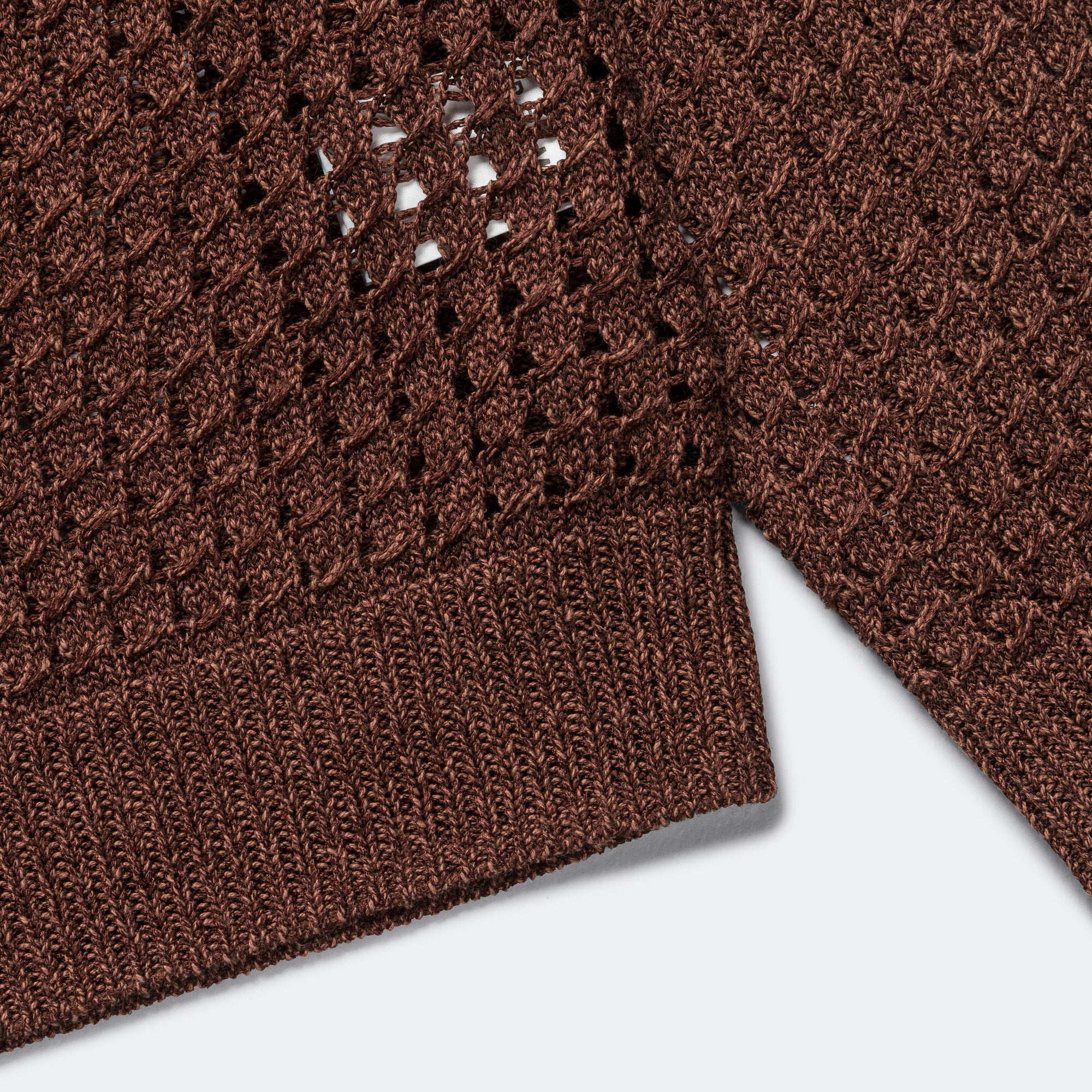 5G Bright Mesh Polo Cardigan - Brown - Image 5