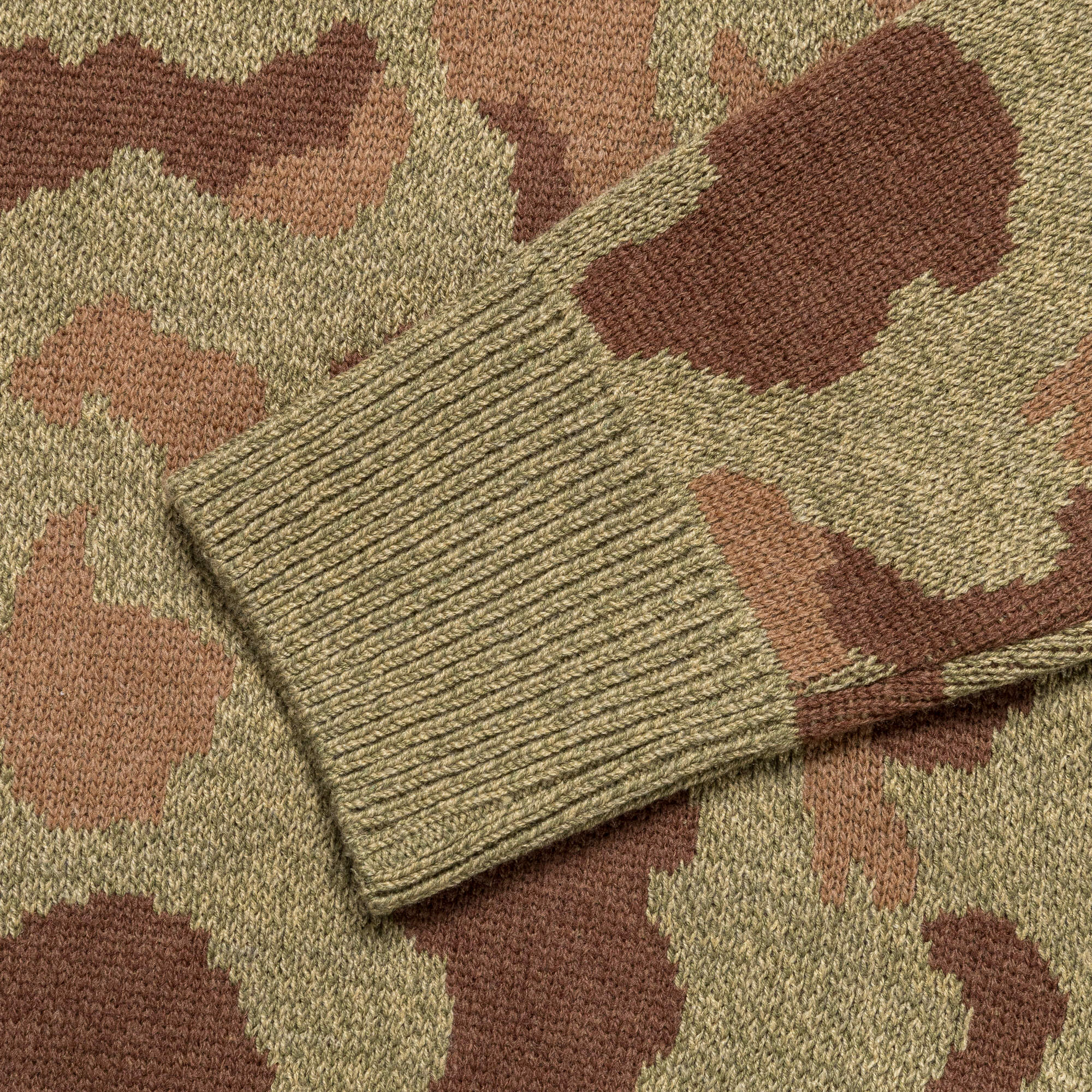 5G Camo Knit Vintage Crew Sweater - Khaki - Image 5