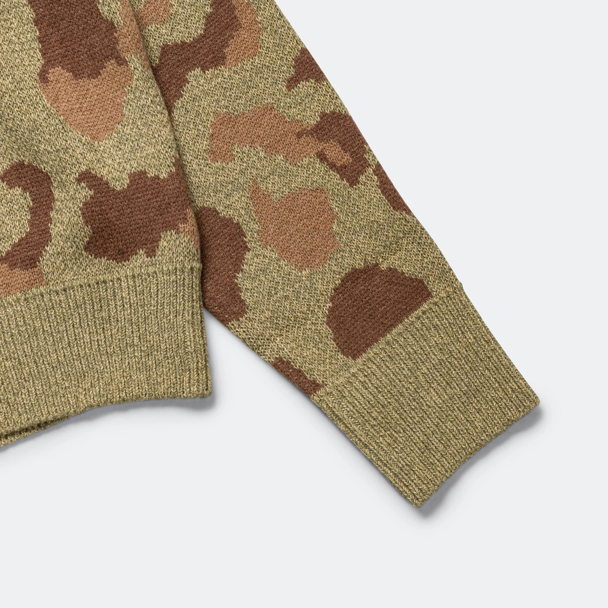 5G Camo Knit Vintage Crew Sweater - Khaki - Image 6