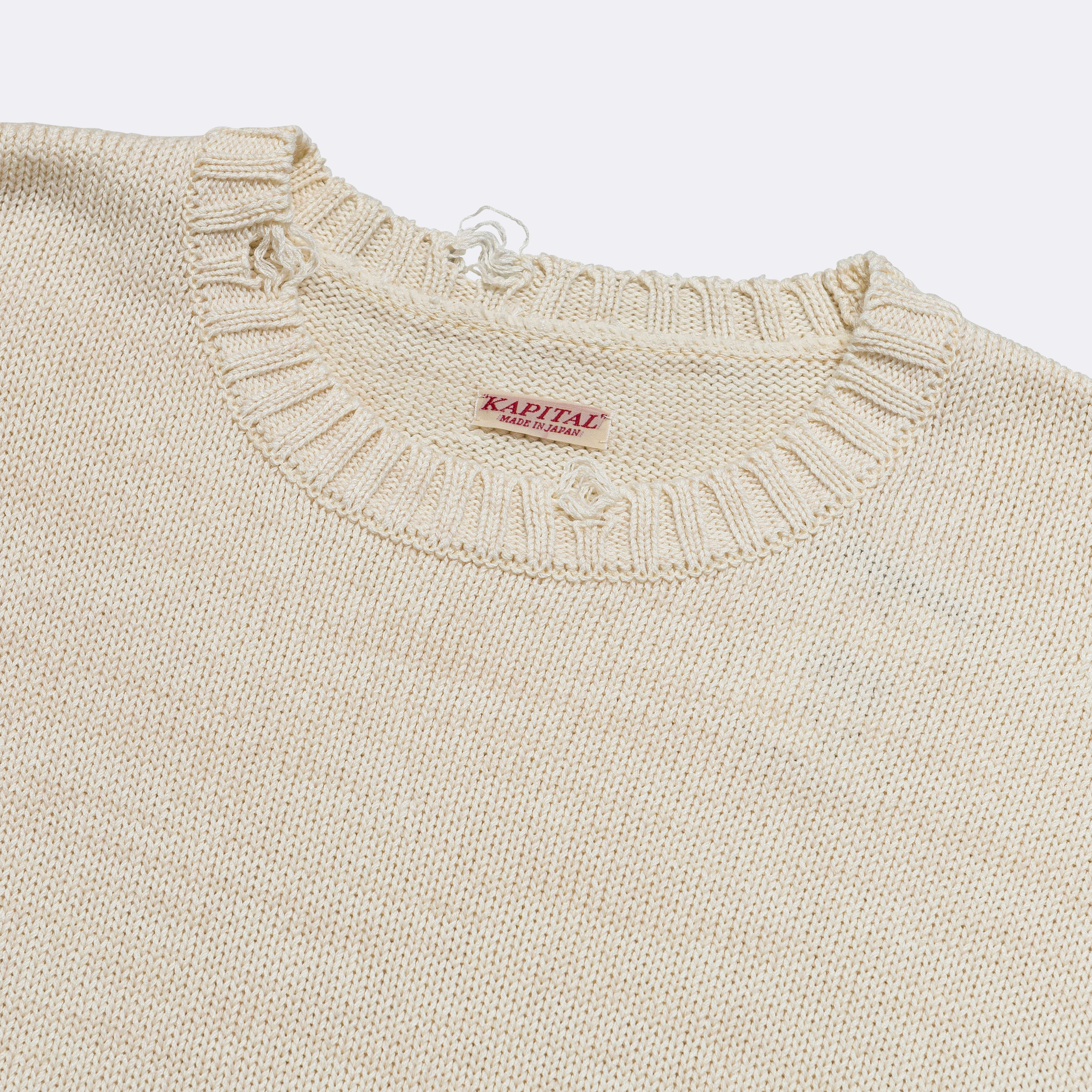 5G Cotton Knit RAINBOWY Patch Crew Sweater - Ecru - Image 4