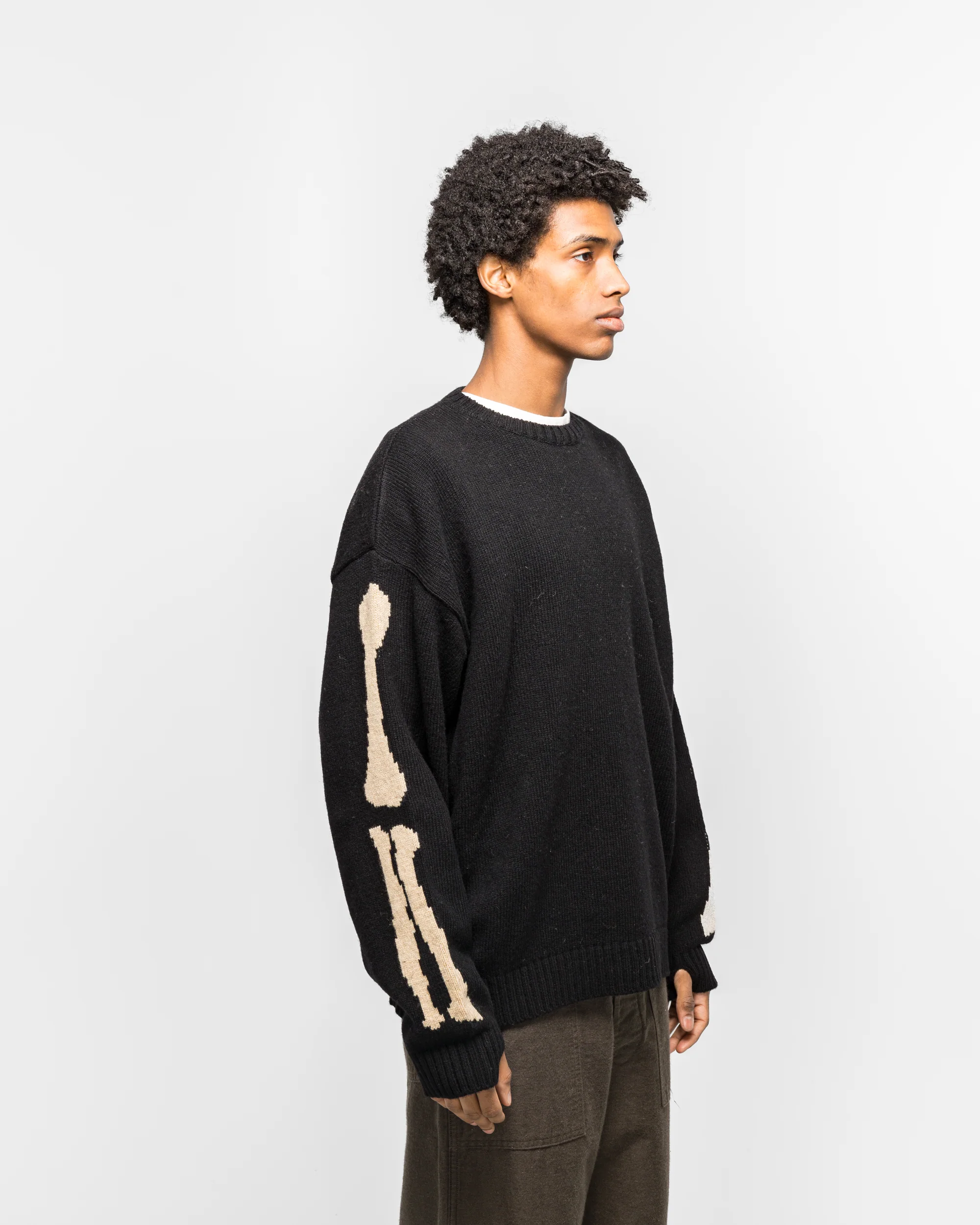 5G Wool BONE Crew Sweater - Black - Image 2