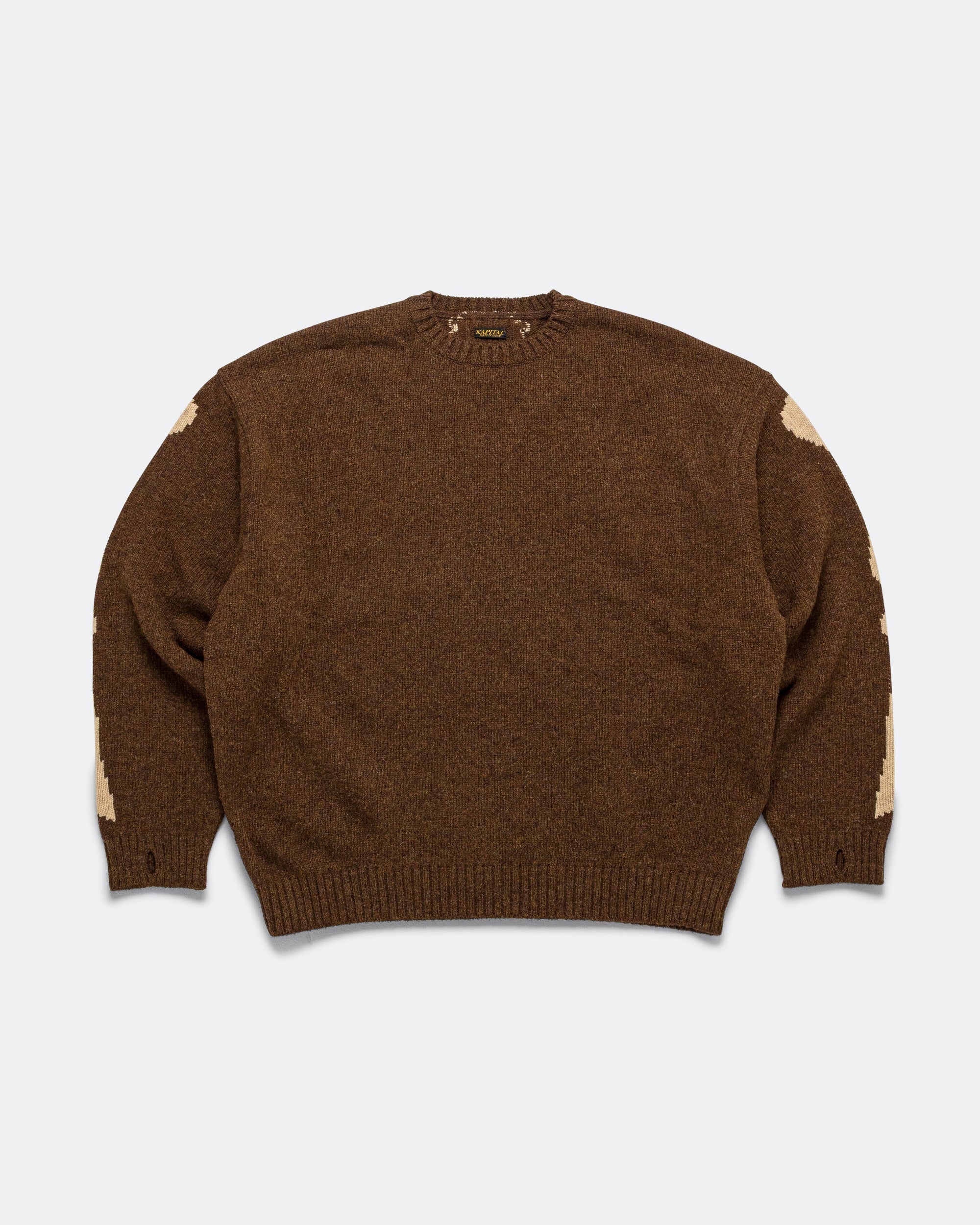 5G Wool BONE Crew Sweater - Brown