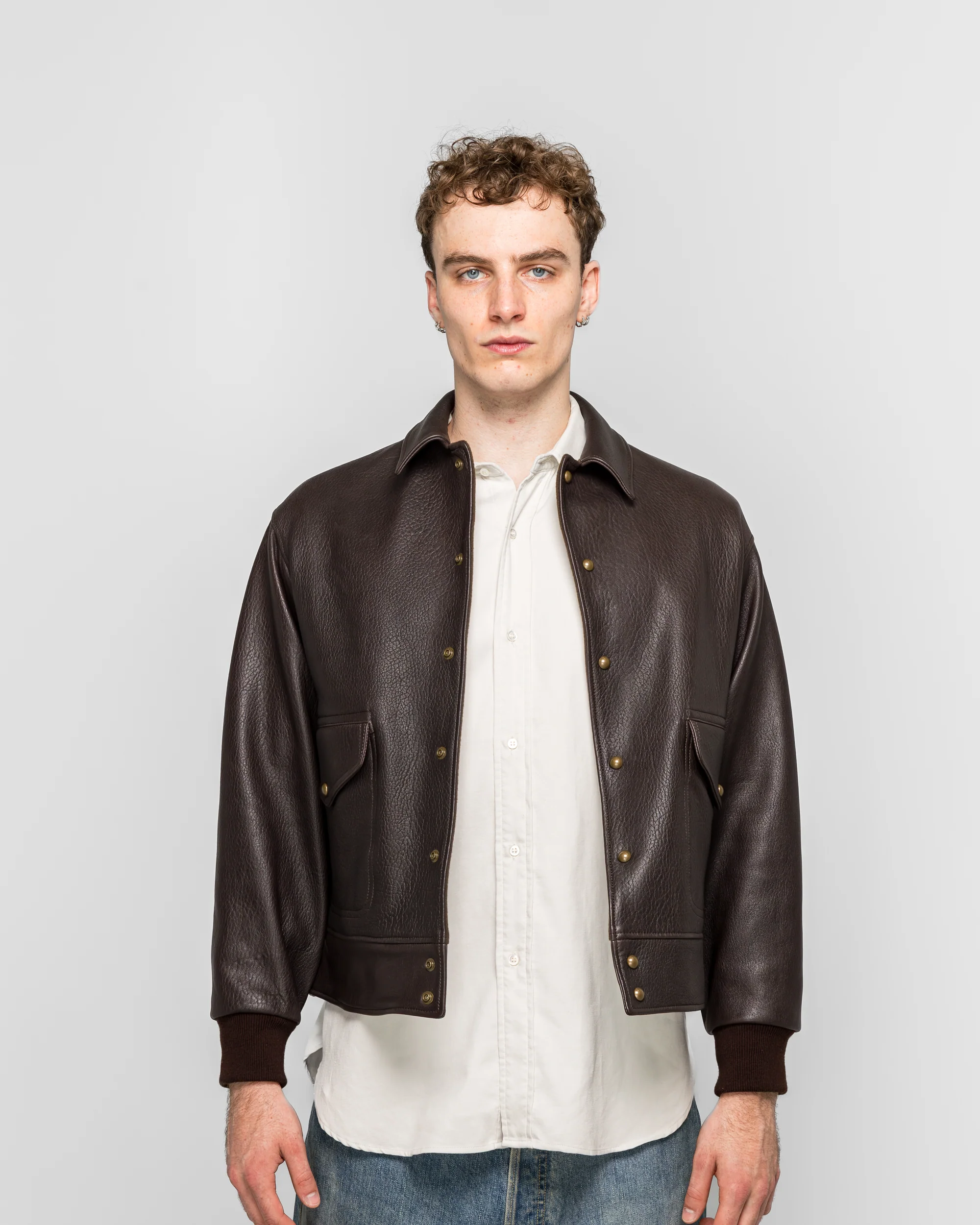 Leather A-1 Flight Jacket - Brown - Image 2