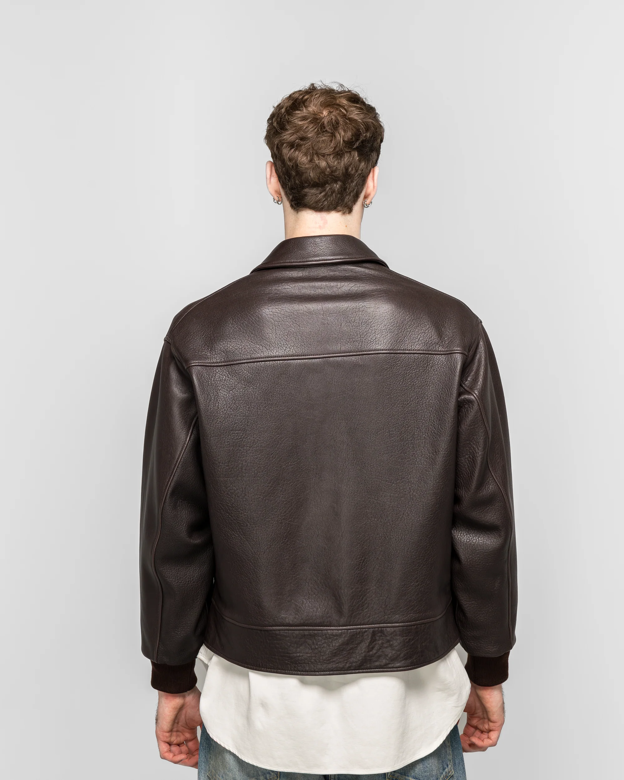 Leather A-1 Flight Jacket - Brown - Image 4