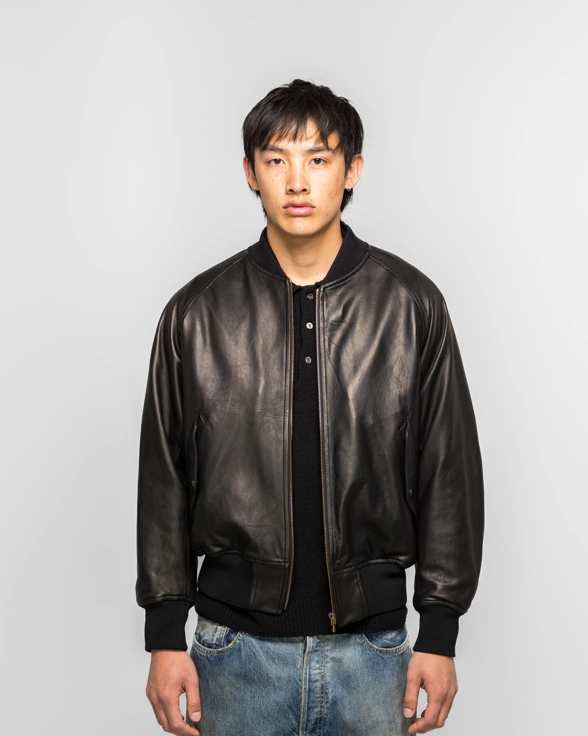 Leather L2-B Flight Jacket - Black - Image 2
