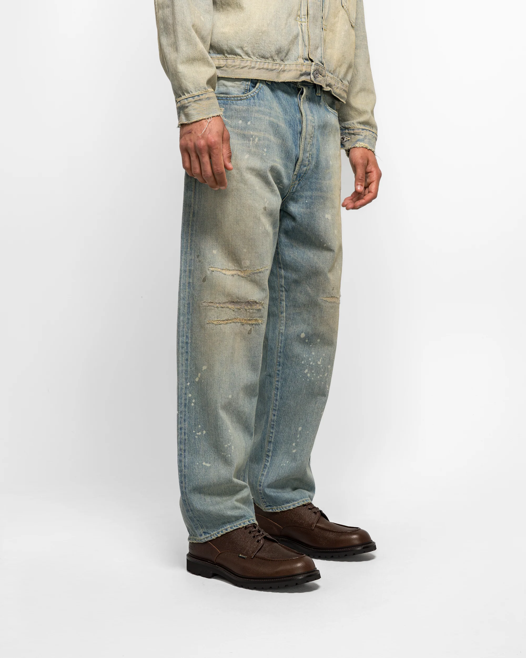 No.37 Washed Wide Denim Pants - Bleach - Image 3