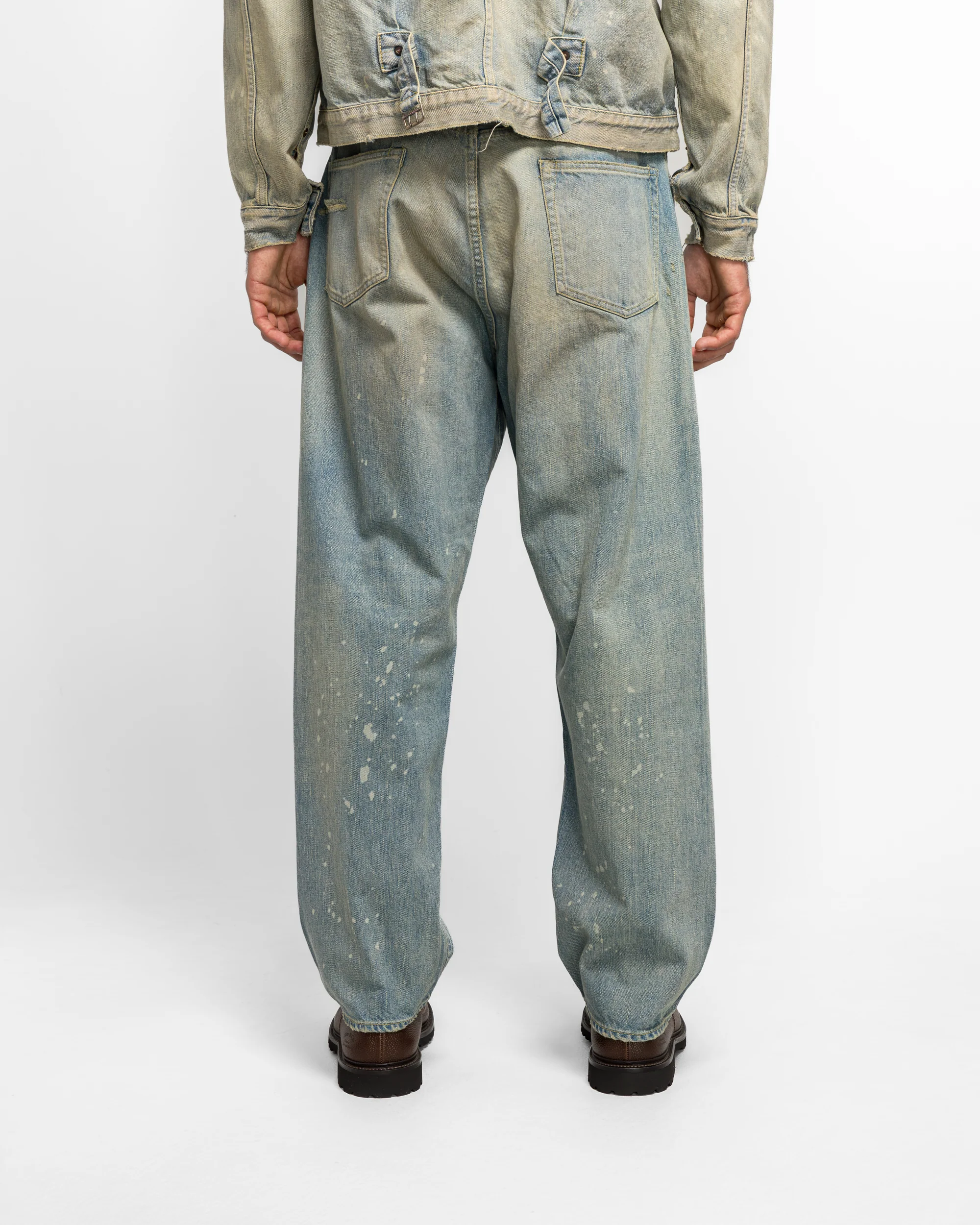 No.37 Washed Wide Denim Pants - Bleach - Image 4