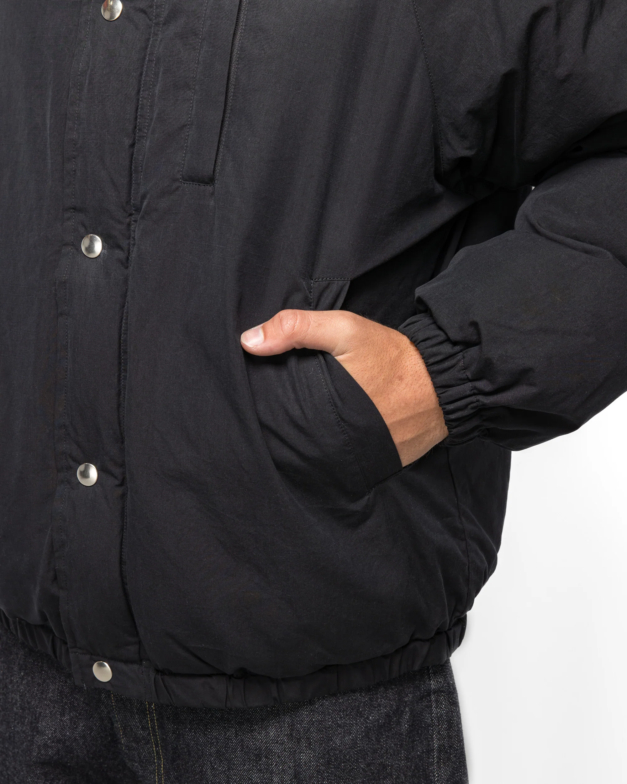 Silk Ripstop Ski Down Jacket - Black - Image 5