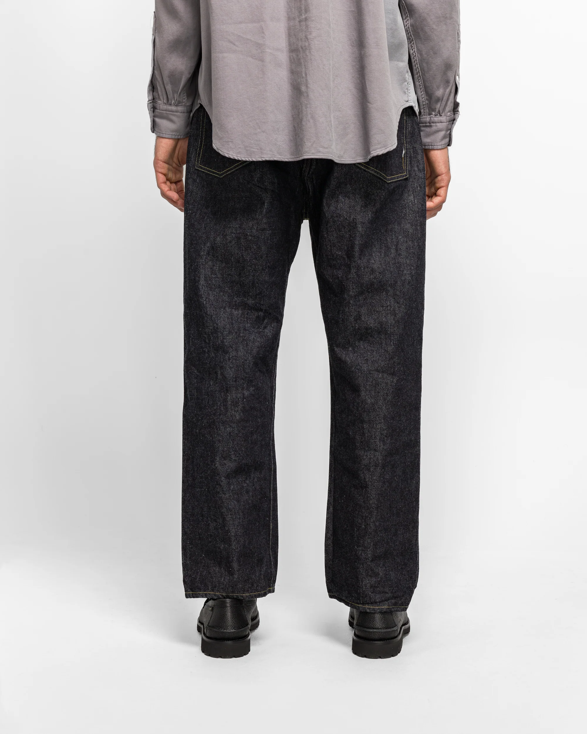Washed Denim Wide Pants - Indigo - Image 4