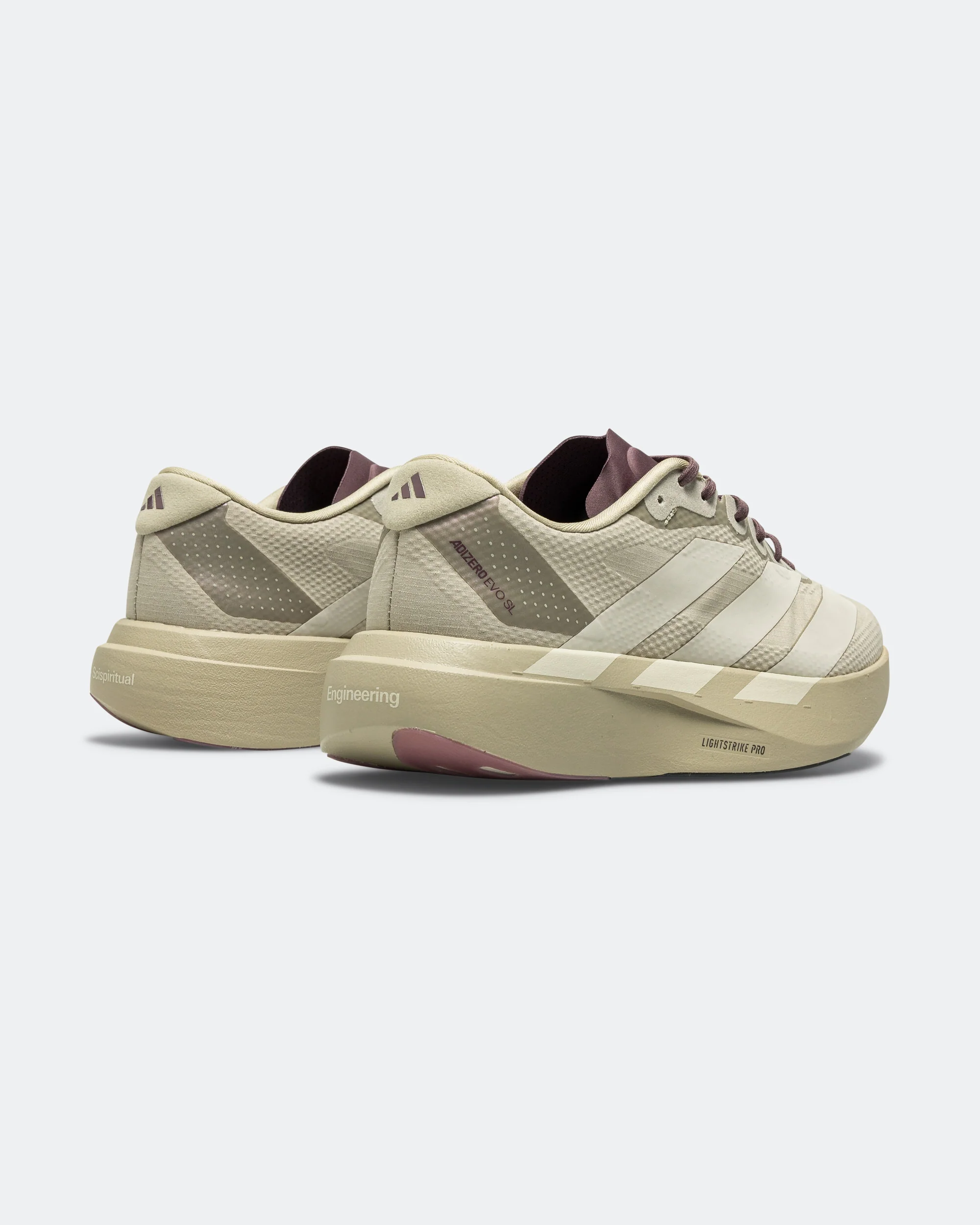 Womens Adizero Evo SL Woven x Hermanos Koumori - Putty Grey/Alumina-Shadow Fig - Image 3