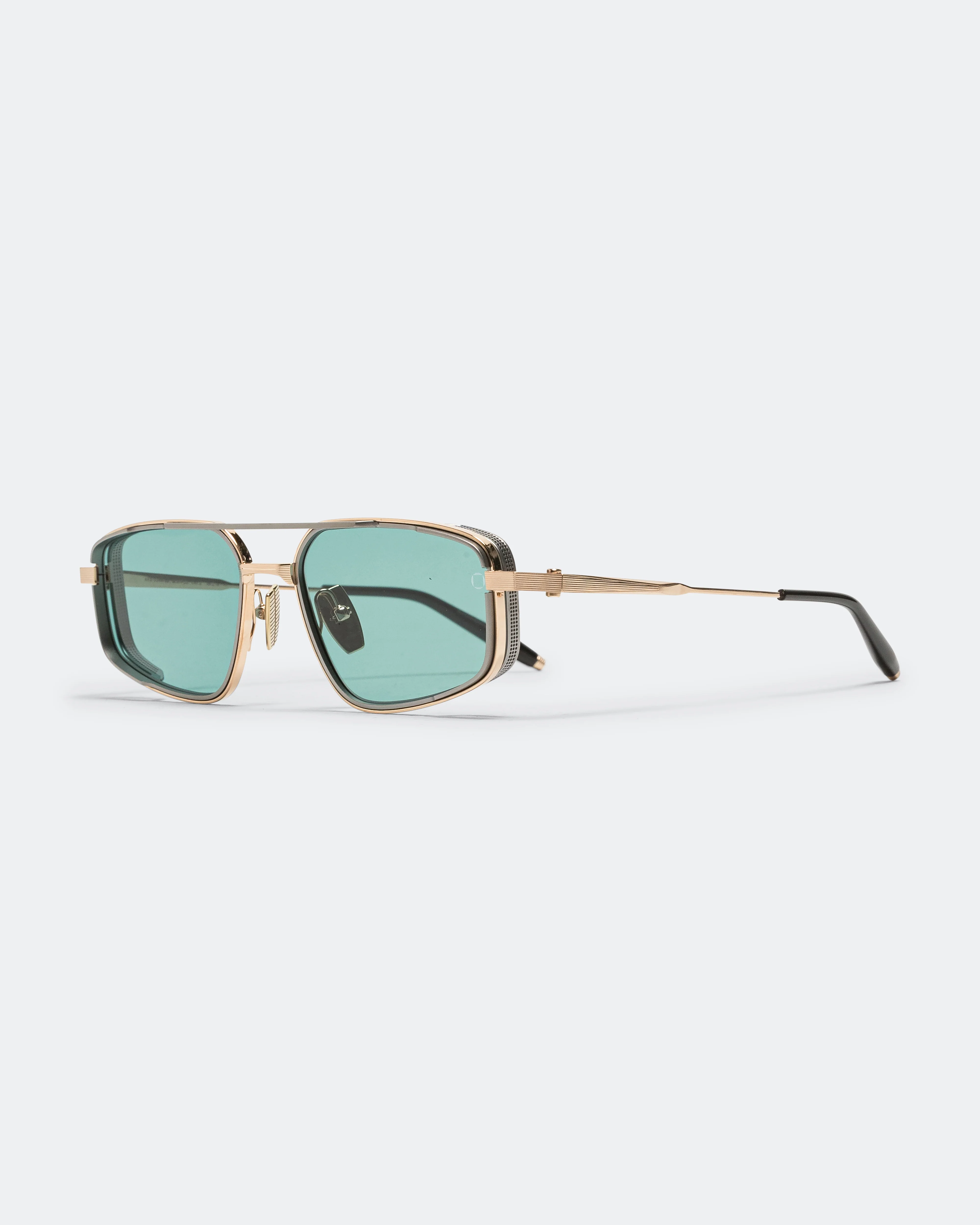 Atlantis - Brushed 12k Gold w/Matte Black Palladium - Black - Bright Emerald Green Lenses - Image 3
