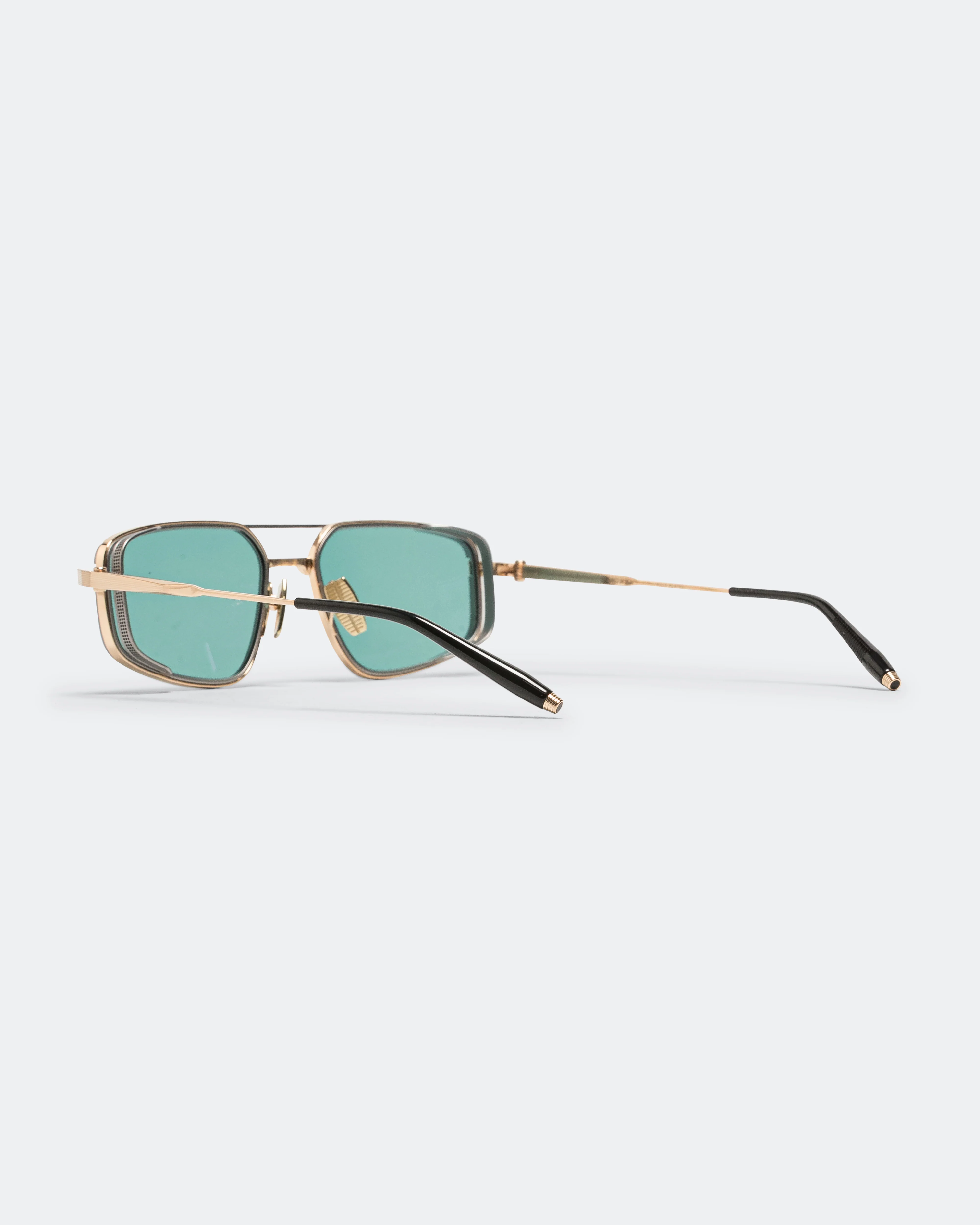 Atlantis - Brushed 12k Gold w/Matte Black Palladium - Black - Bright Emerald Green Lenses - Image 4