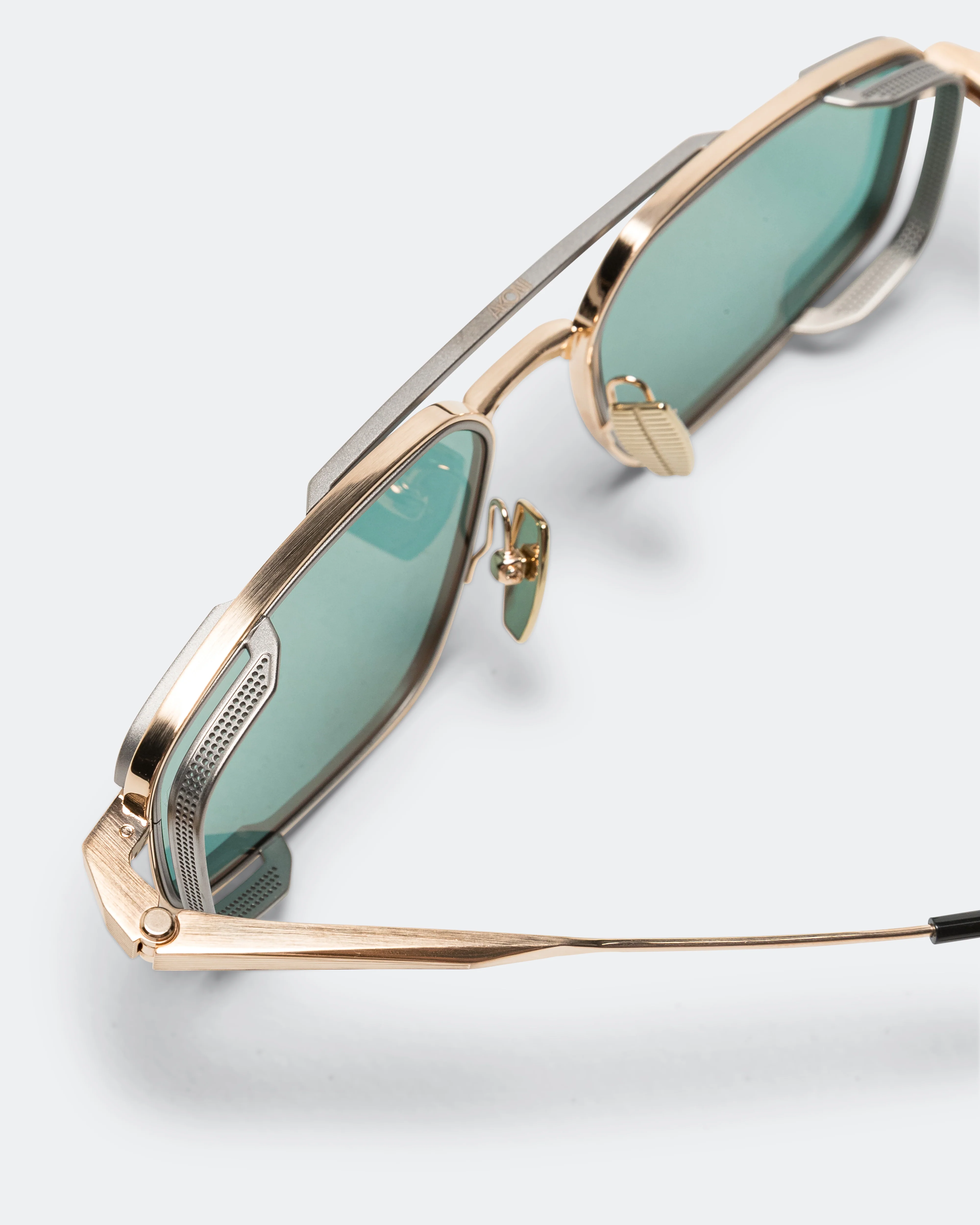 Atlantis - Brushed 12k Gold w/Matte Black Palladium - Black - Bright Emerald Green Lenses - Image 5