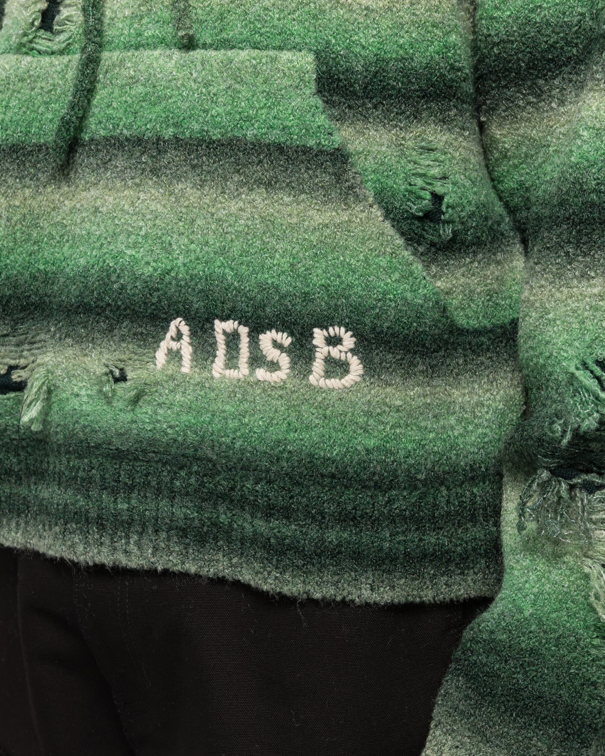 Gradient Distressed Hoodie - Green - Image 5