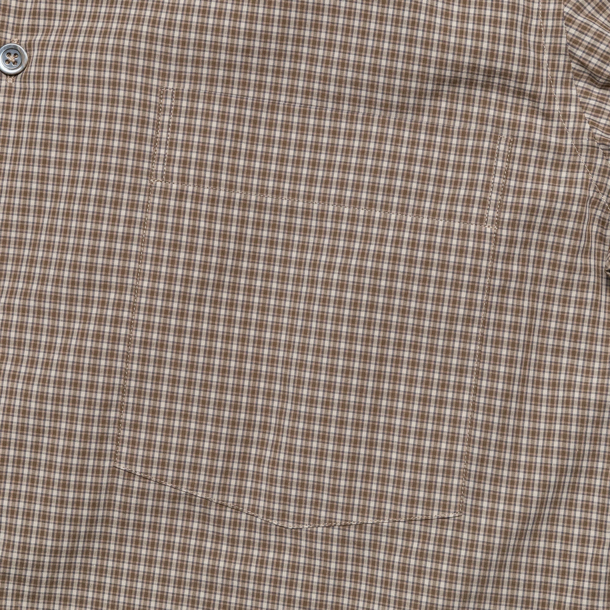 Basic Shirt - Small Check Cotton Poplin Stone/Khaki - Image 4