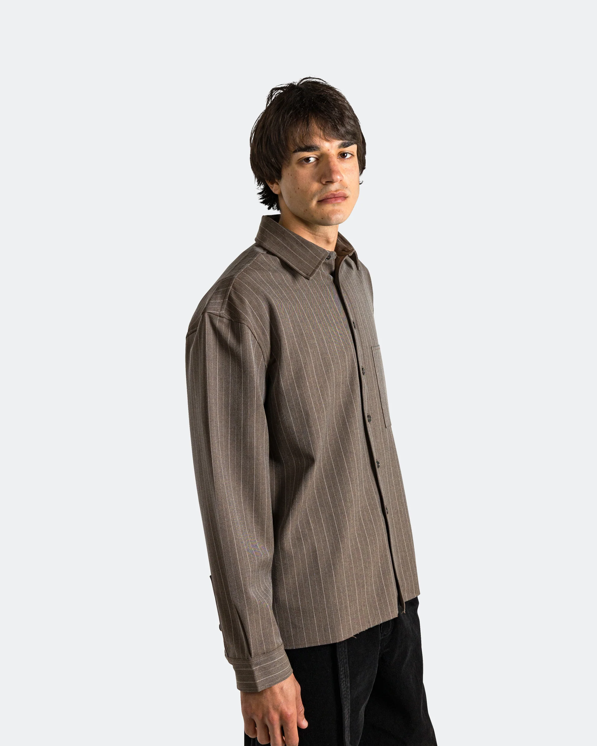 Hold LS Shirt - Brown Pinstripe - Image 3