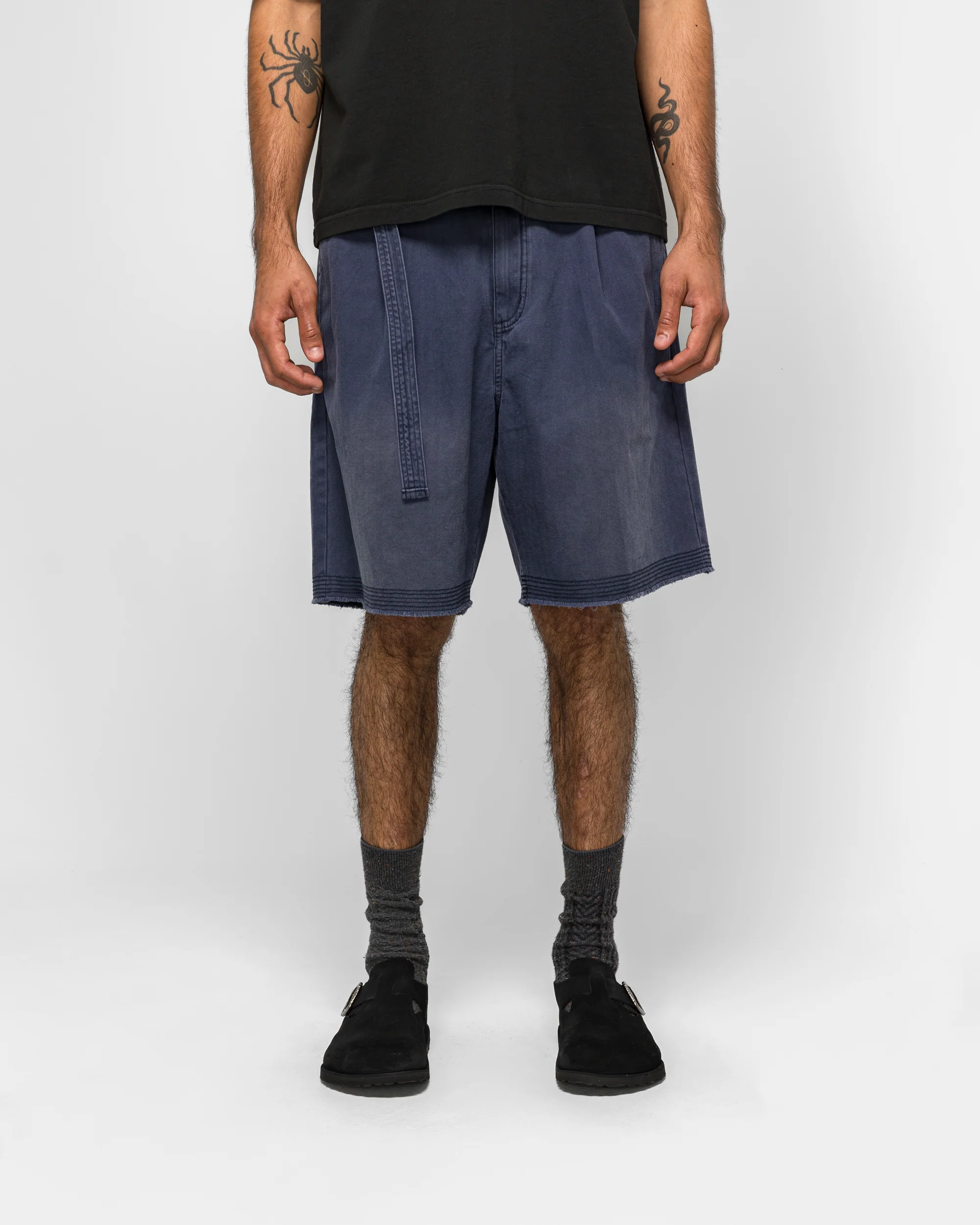 Pleated Work Short - Navy - Image 2