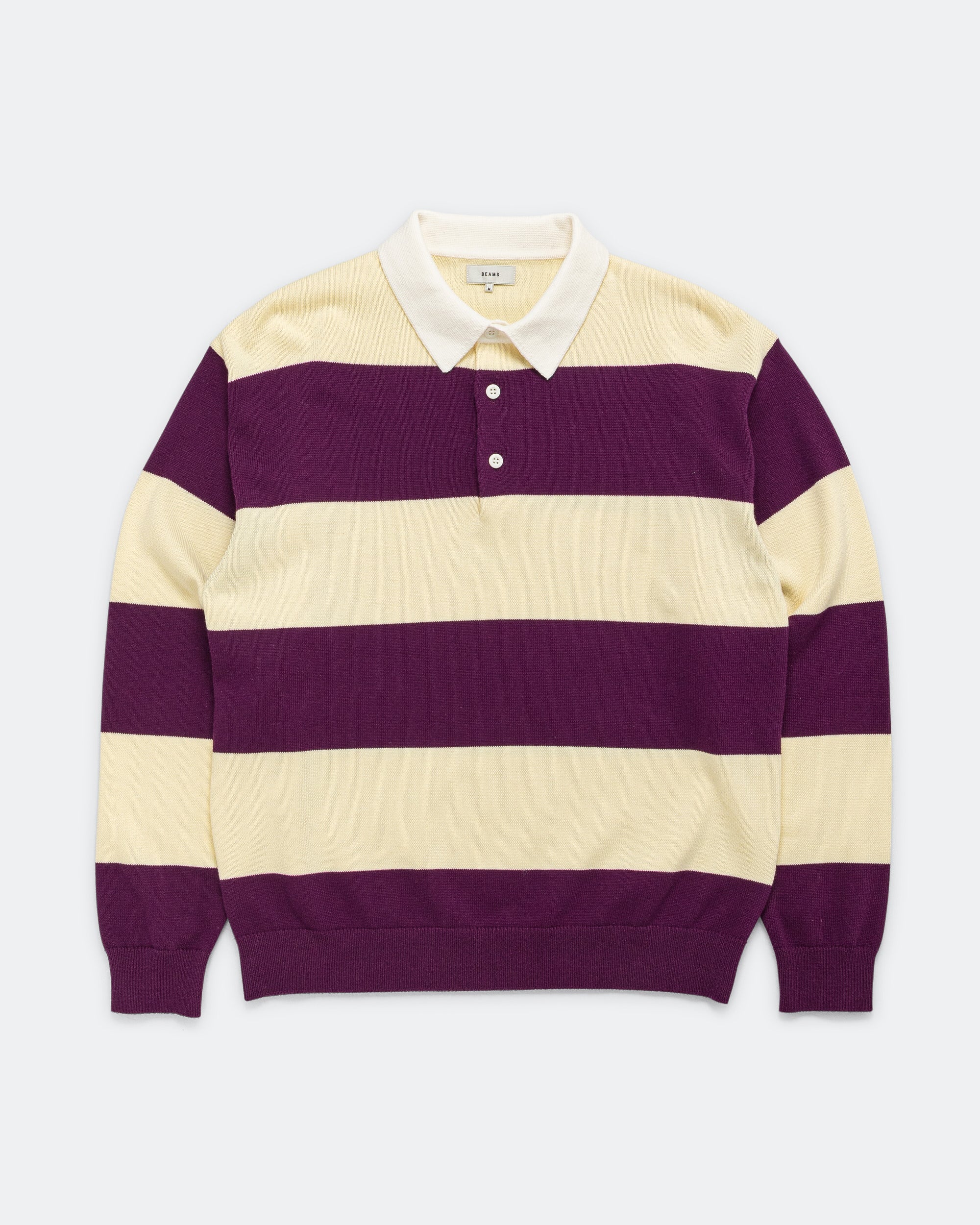 7 Gauge Stripe Knit Rugby Shirt - Purple