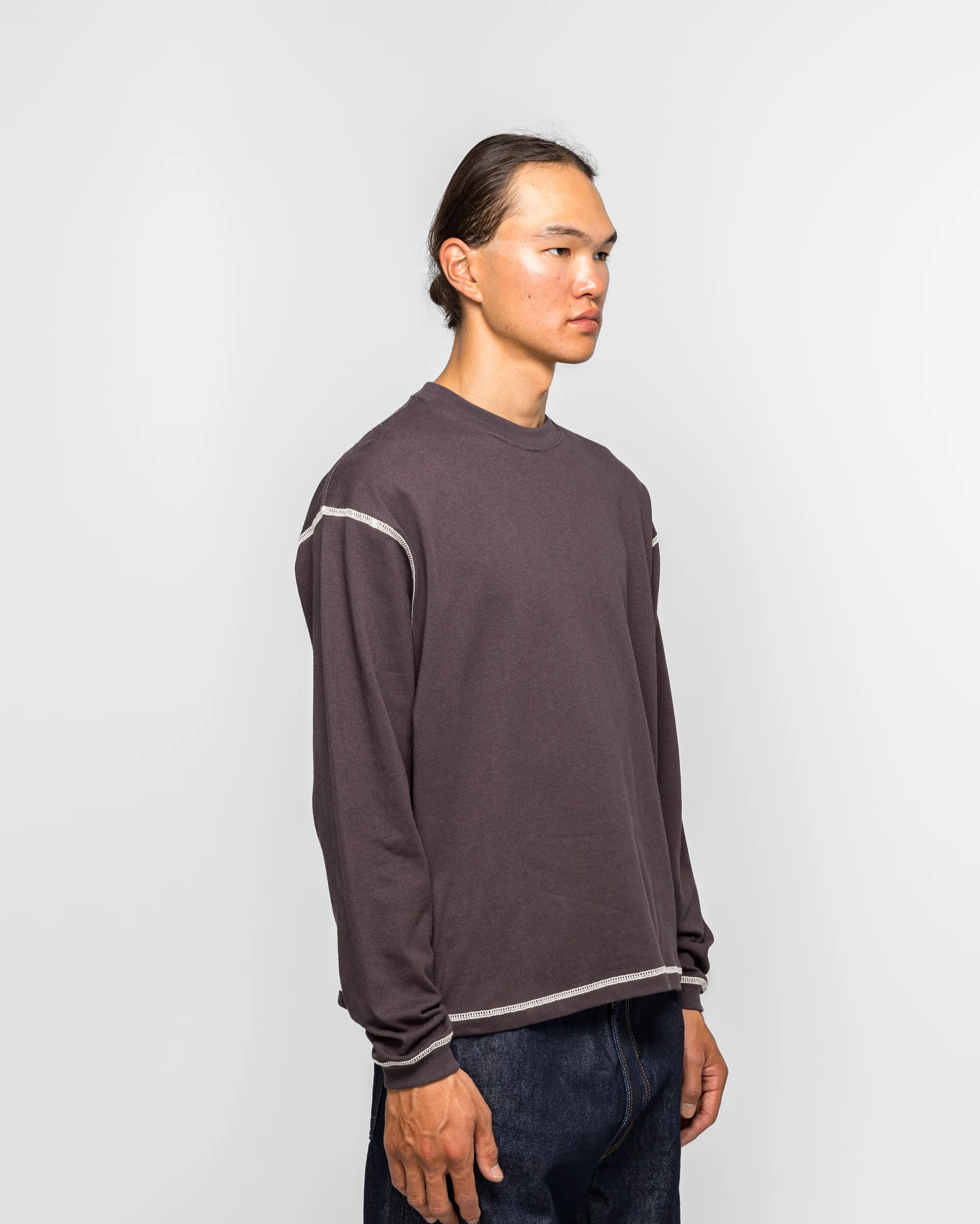 Back Stitch Crew Neck - Soft Black - Image 3