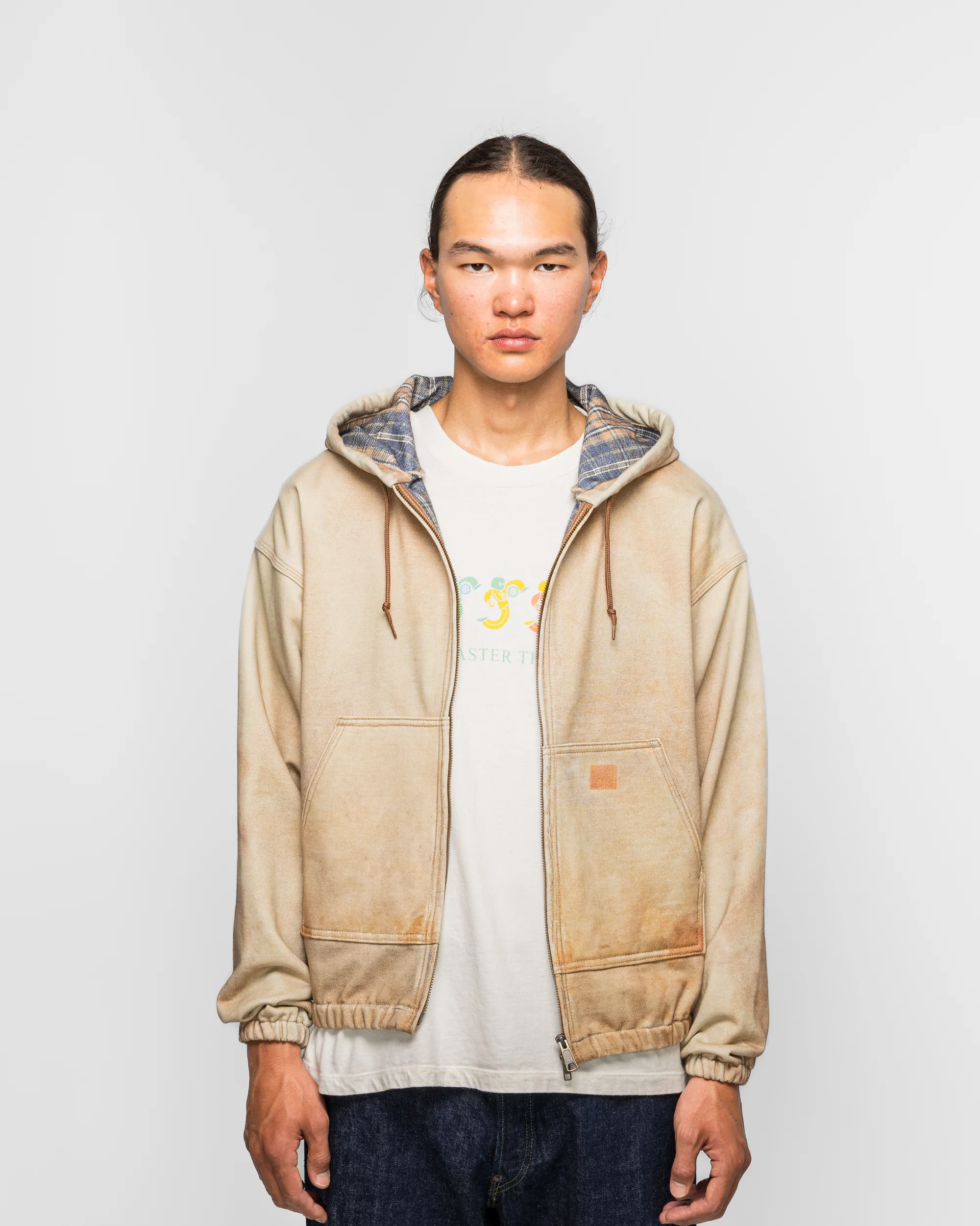 Mock Print Hoodie - Fade Beige - Image 2