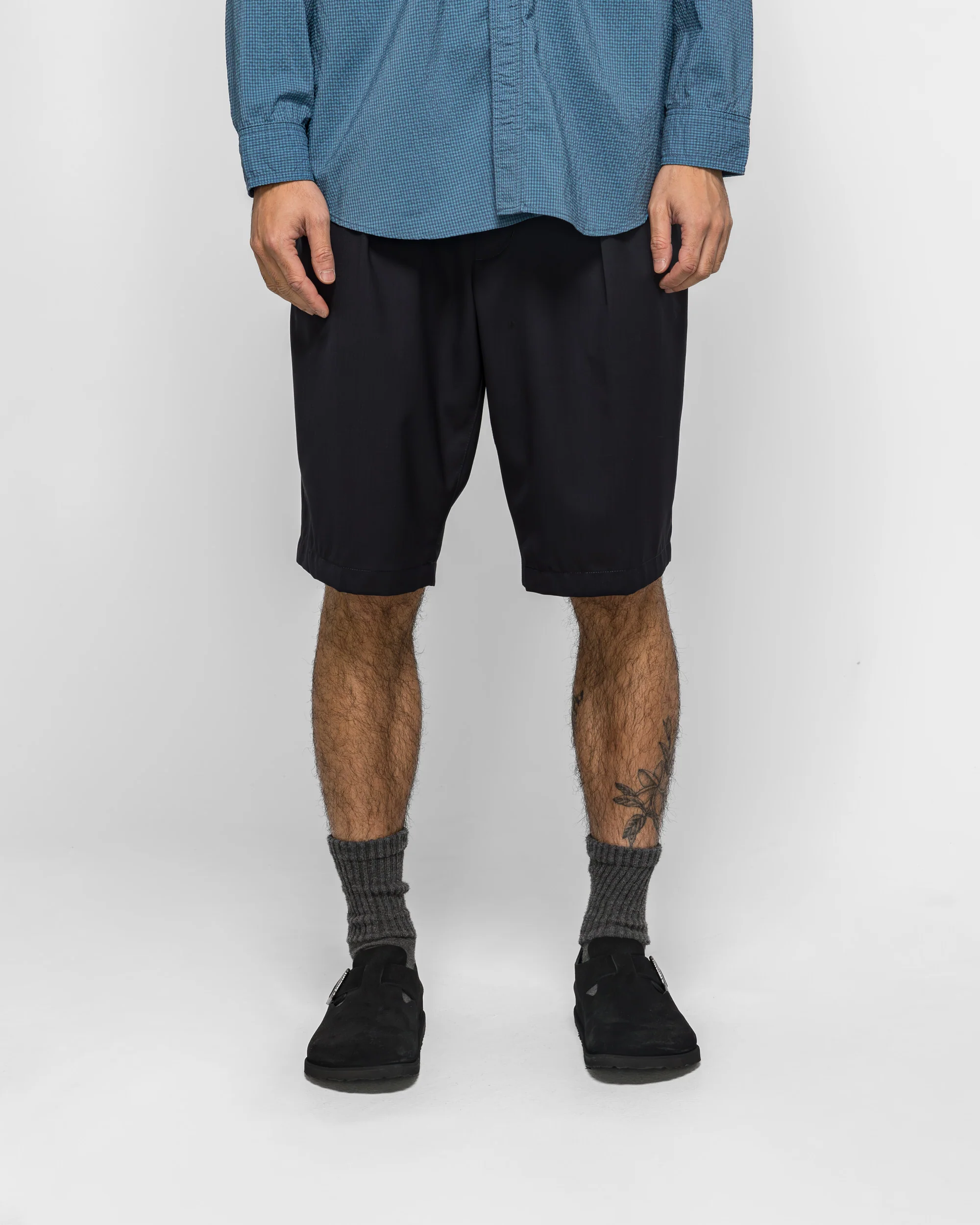 2 Pleats Shorts Wool Tropical - Navy - Image 2