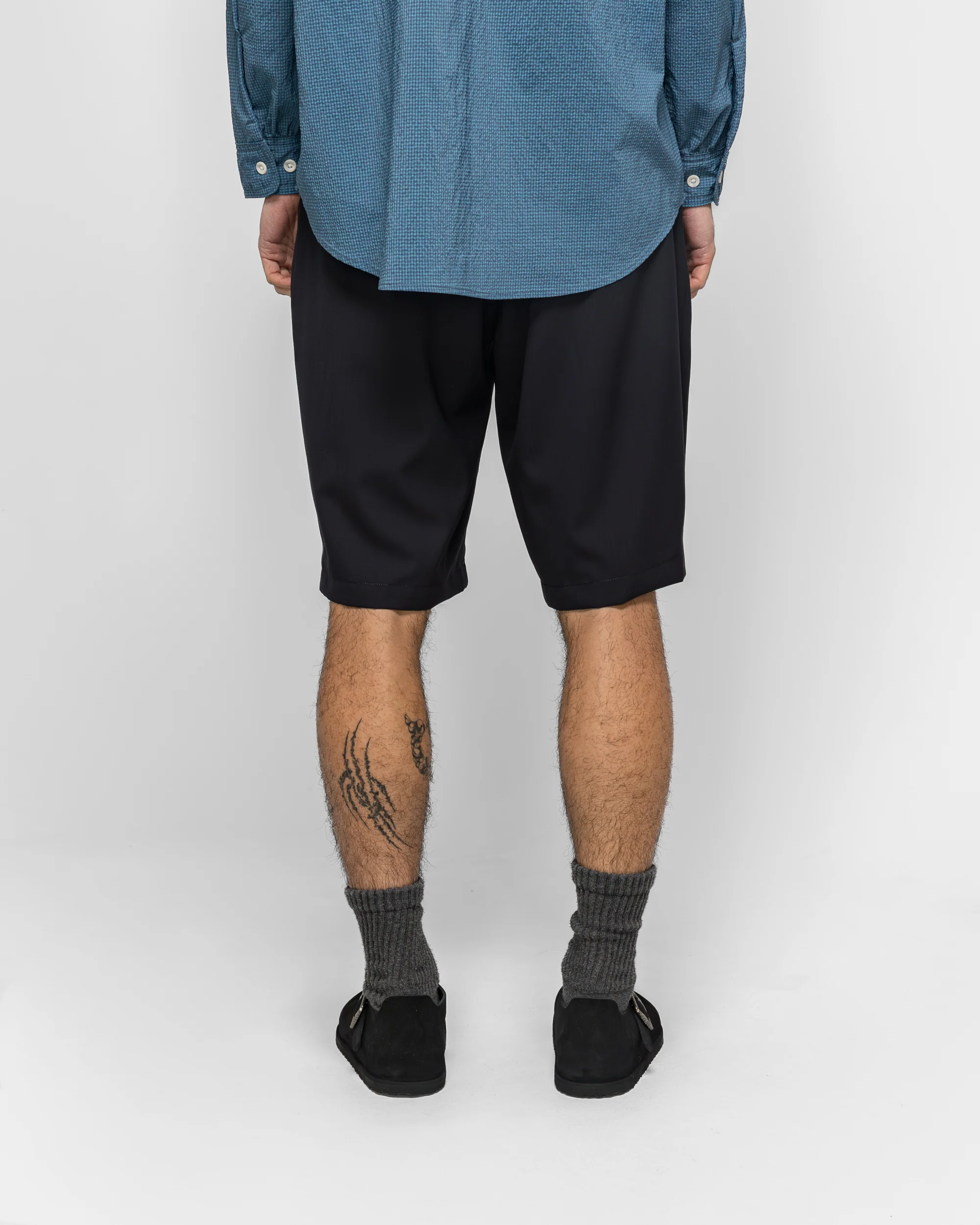 2 Pleats Shorts Wool Tropical - Navy - Image 4