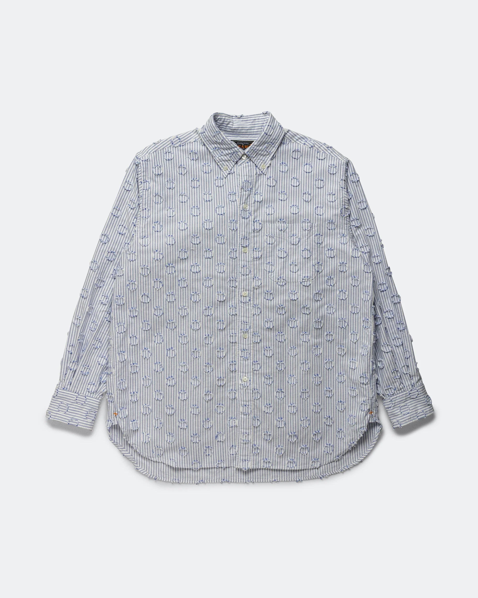 B.D. Burnout Dot Candy Stripe Shirt - Blue Stripe