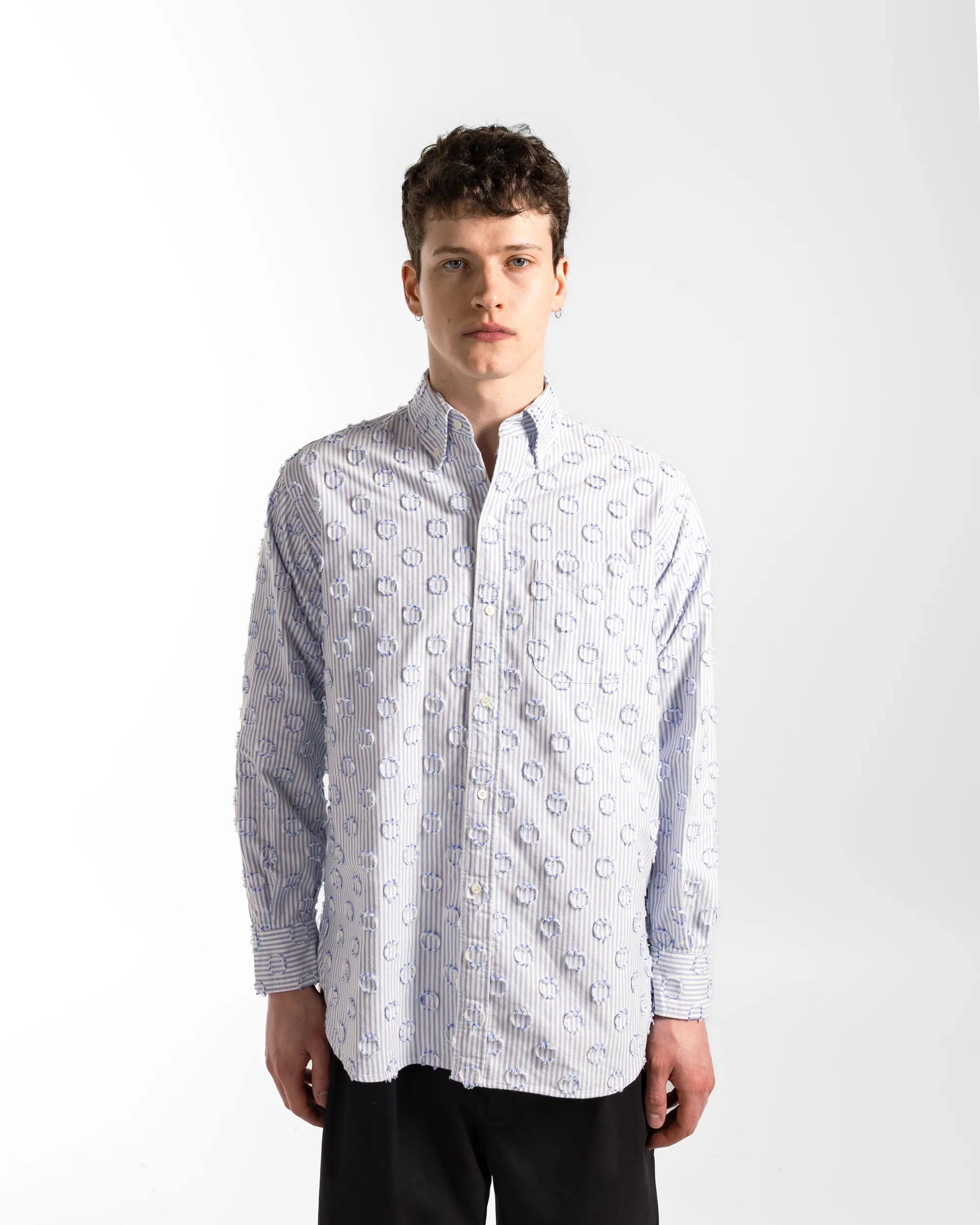 B.D. Burnout Dot Candy Stripe Shirt - Blue Stripe - Image 2