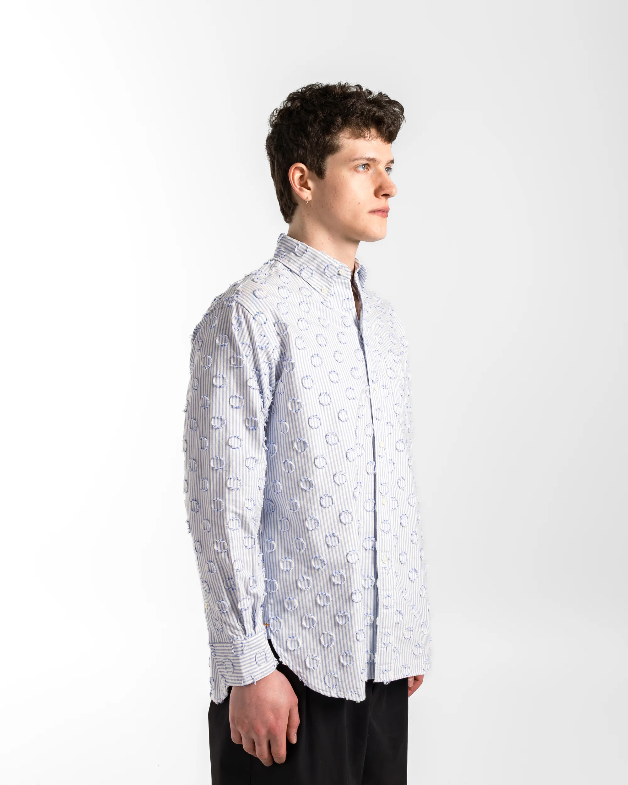 B.D. Burnout Dot Candy Stripe Shirt - Blue Stripe - Image 3