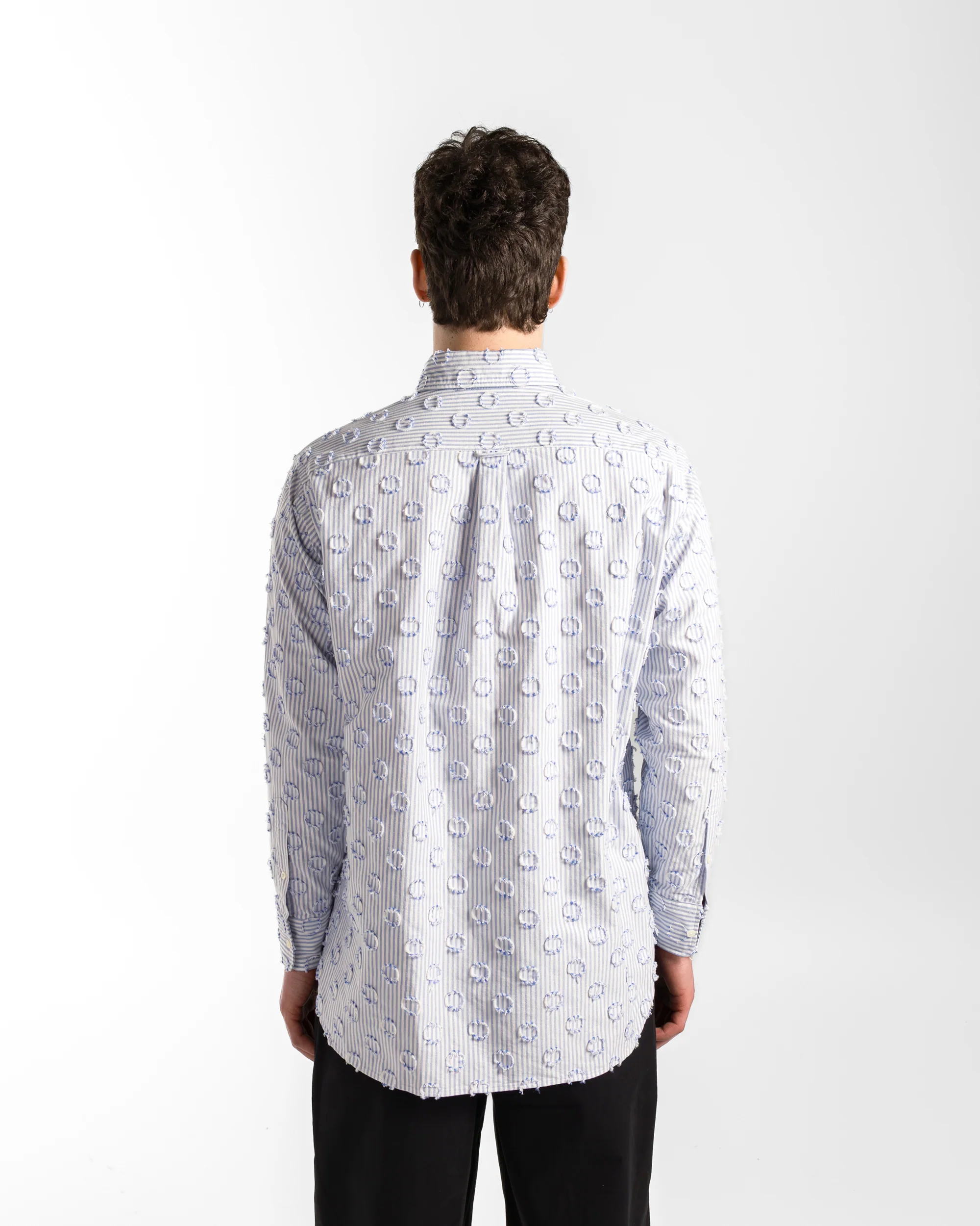 B.D. Burnout Dot Candy Stripe Shirt - Blue Stripe - Image 4
