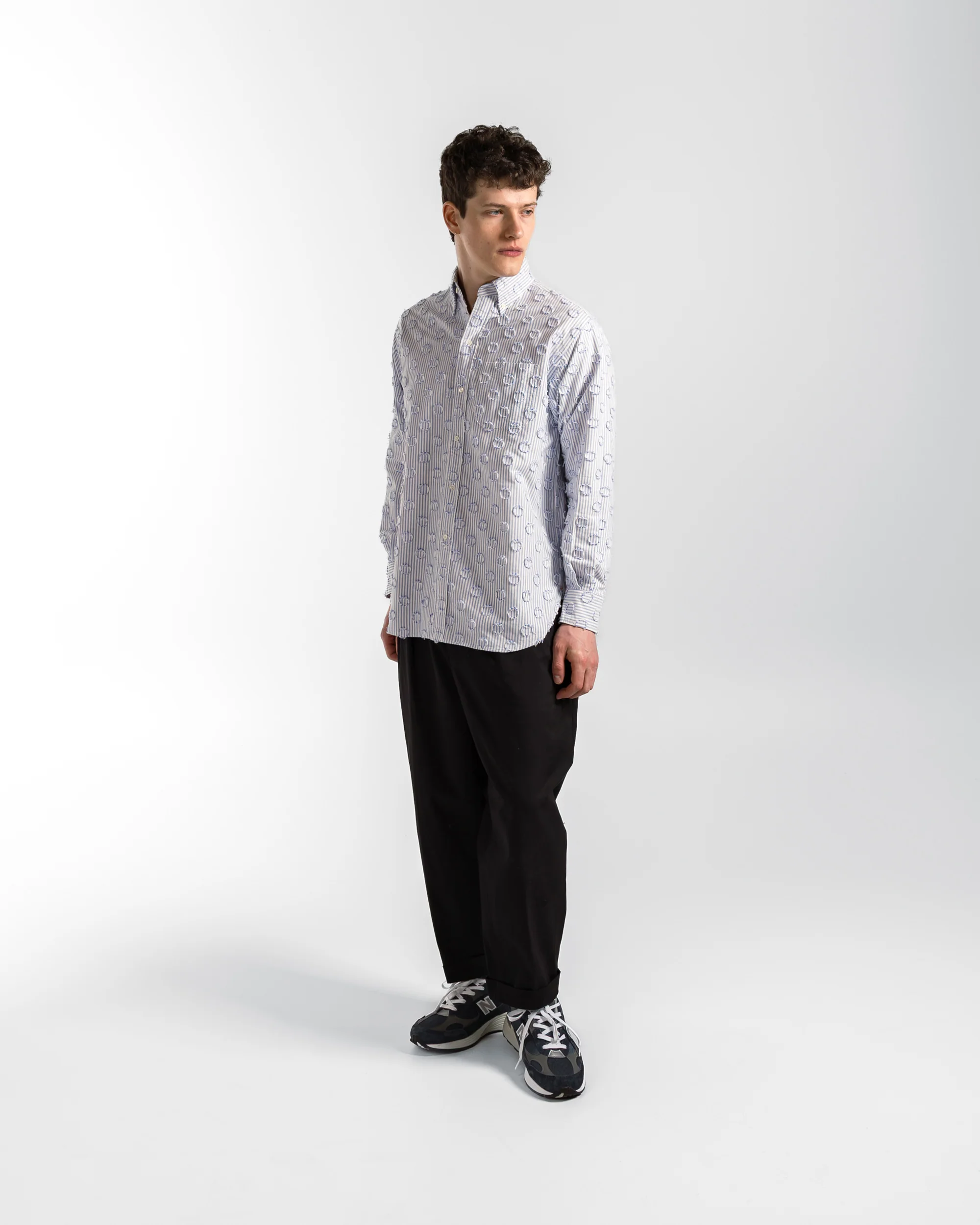 B.D. Burnout Dot Candy Stripe Shirt - Blue Stripe - Image 6