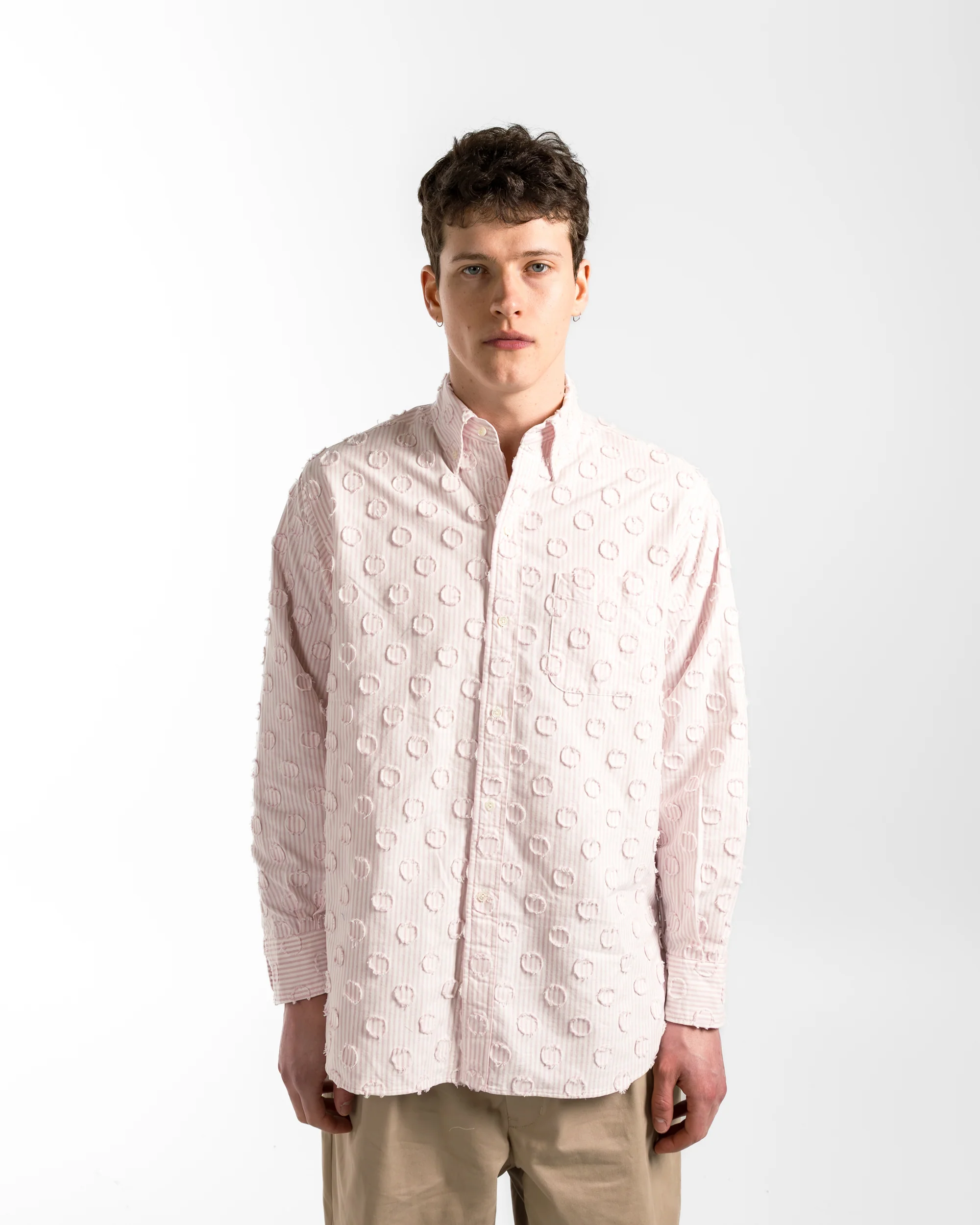 B.D. Burnout Dot Candy Stripe Shirt - Pink Stripe - Image 2