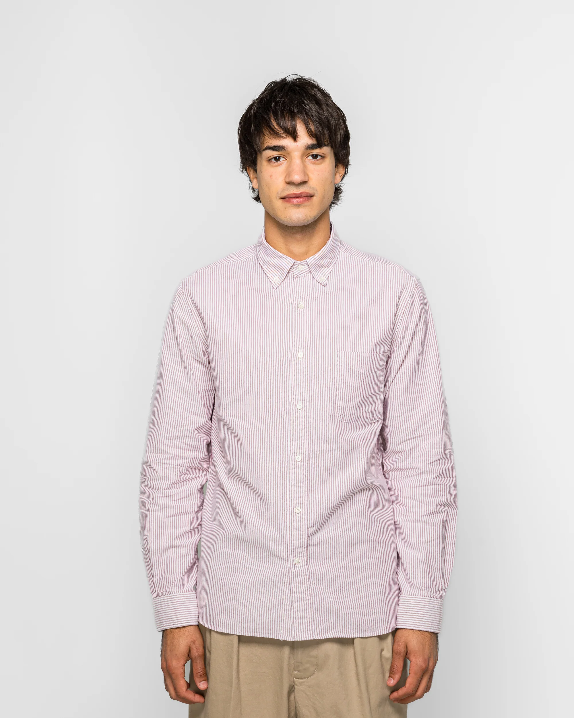 B.D. Oxford Candy Stripe Shirt - Wine - Image 2