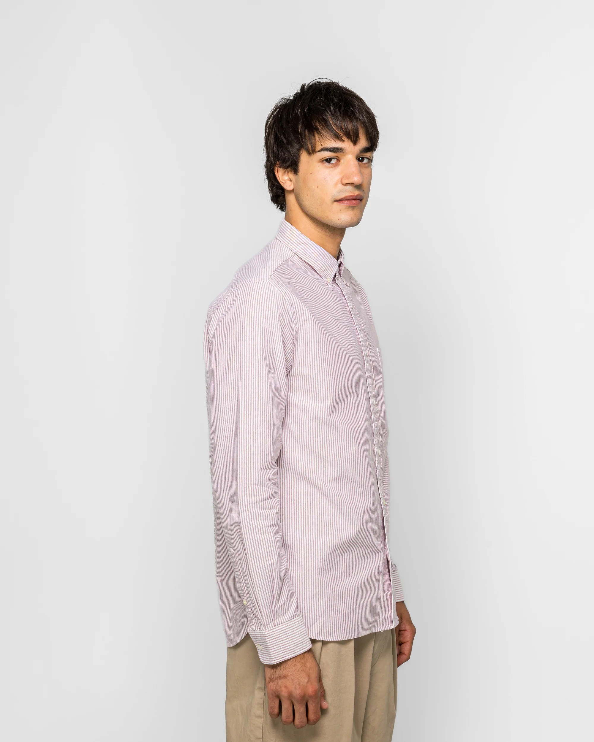 B.D. Oxford Candy Stripe Shirt - Wine - Image 3