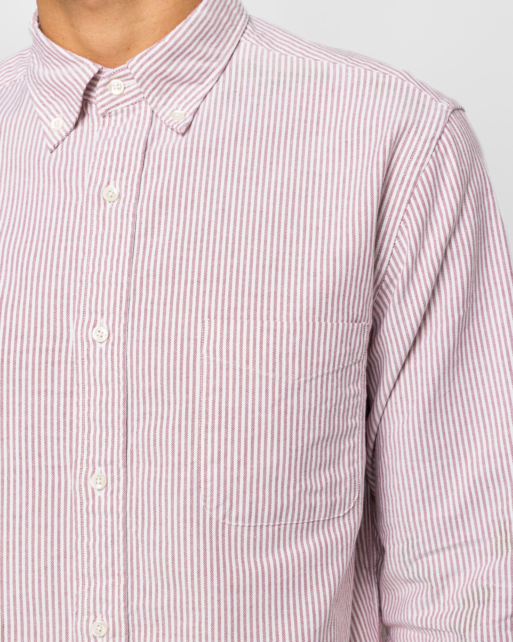 B.D. Oxford Candy Stripe Shirt - Wine - Image 5