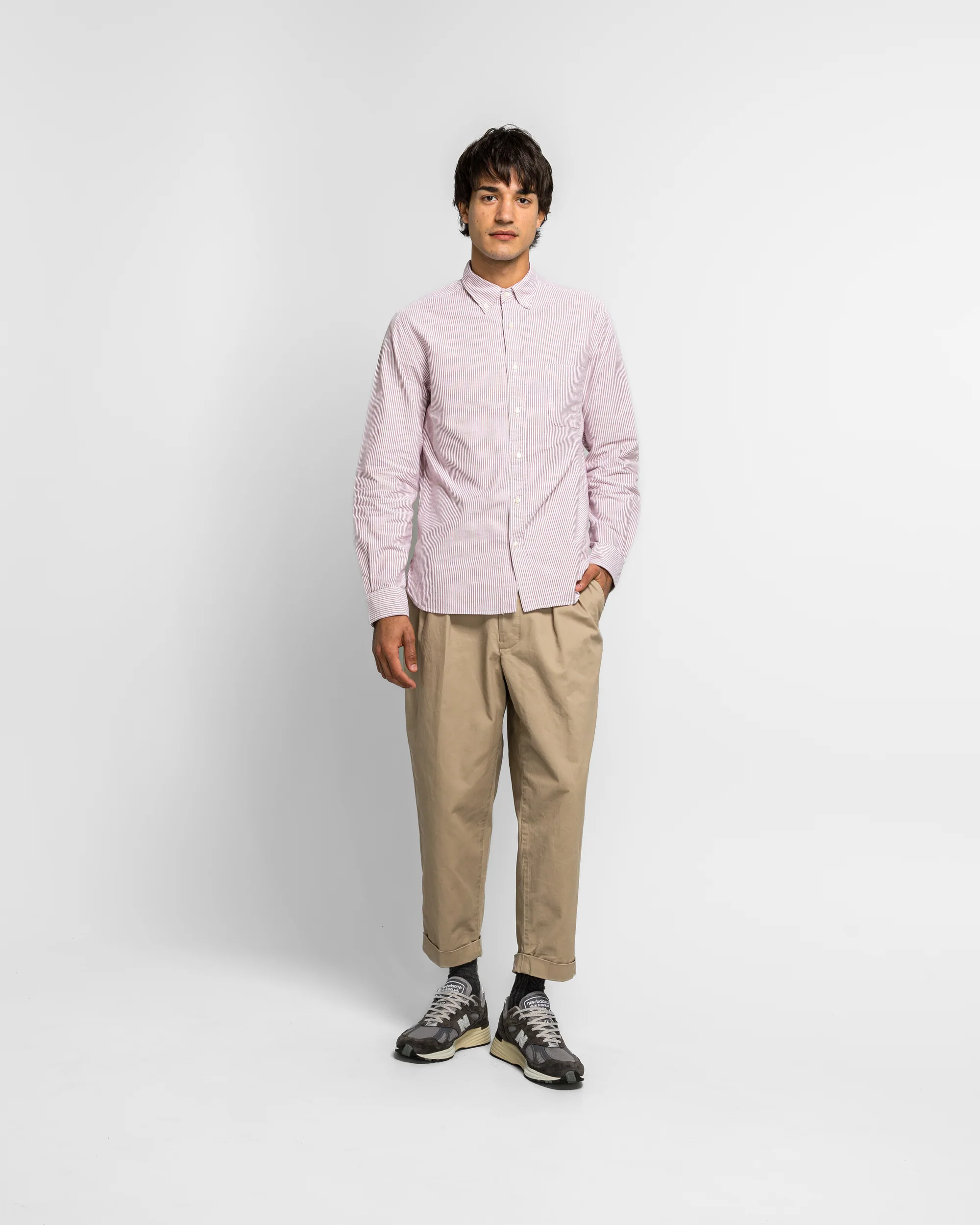 B.D. Oxford Candy Stripe Shirt - Wine - Image 7