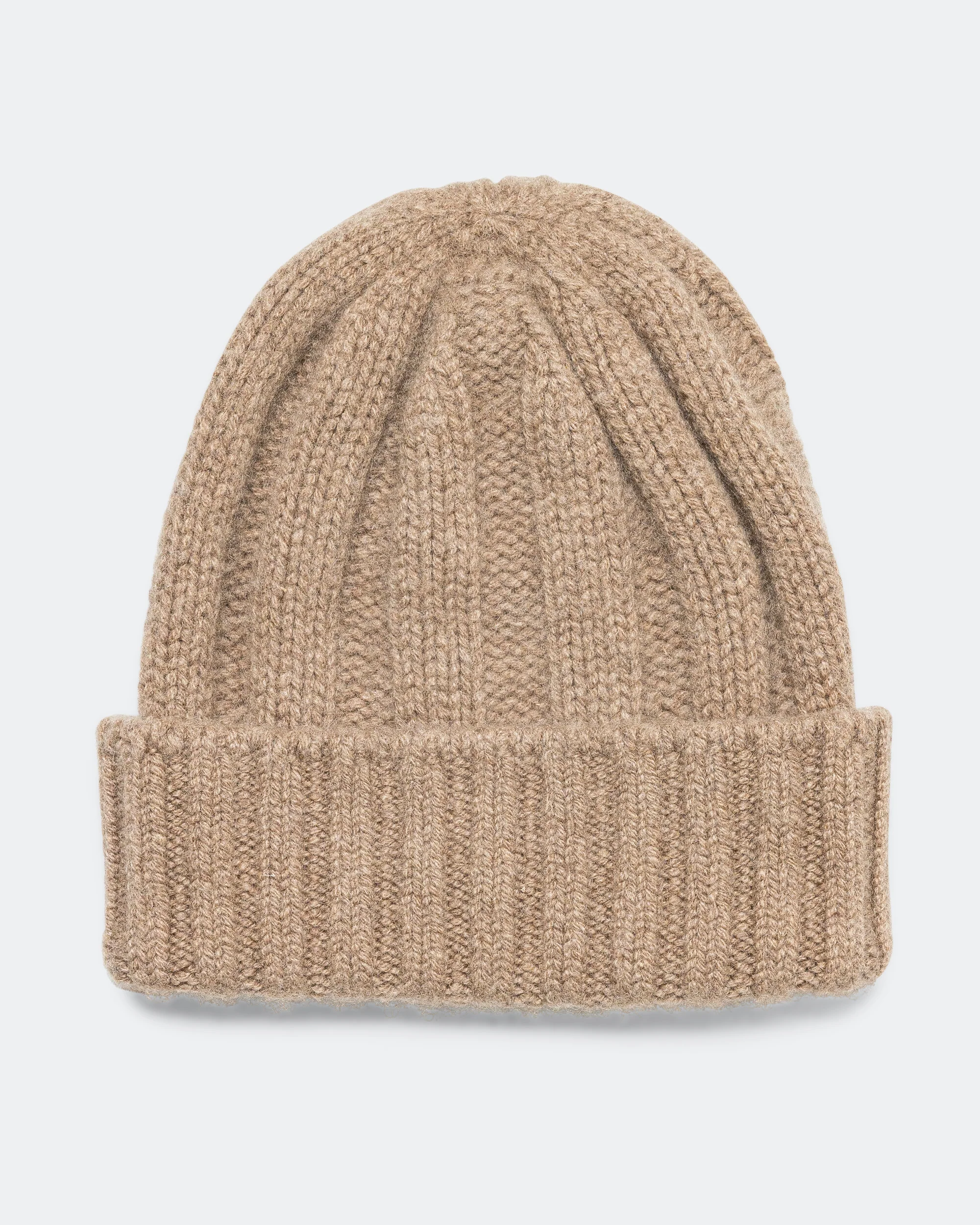 Cashmere Rib Watch Cap - Camel