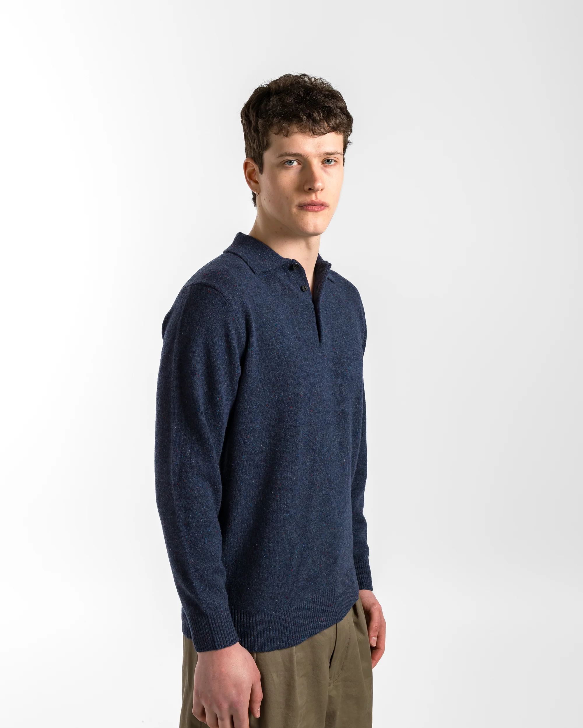 Knit Polo Nep 9G - Navy - Image 3