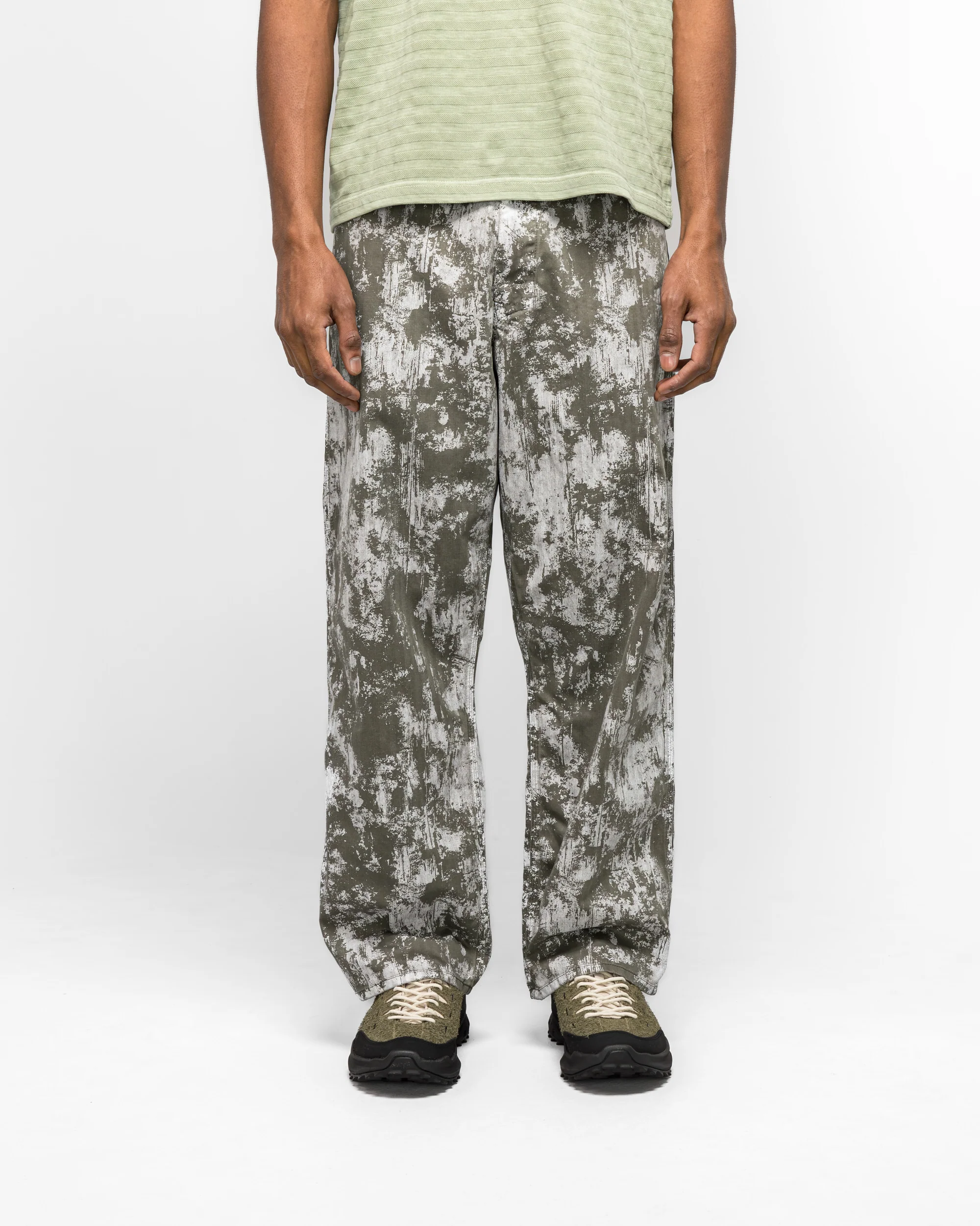 P-Man Pants Supima Herringbone On Paint Print - Olive - Image 2