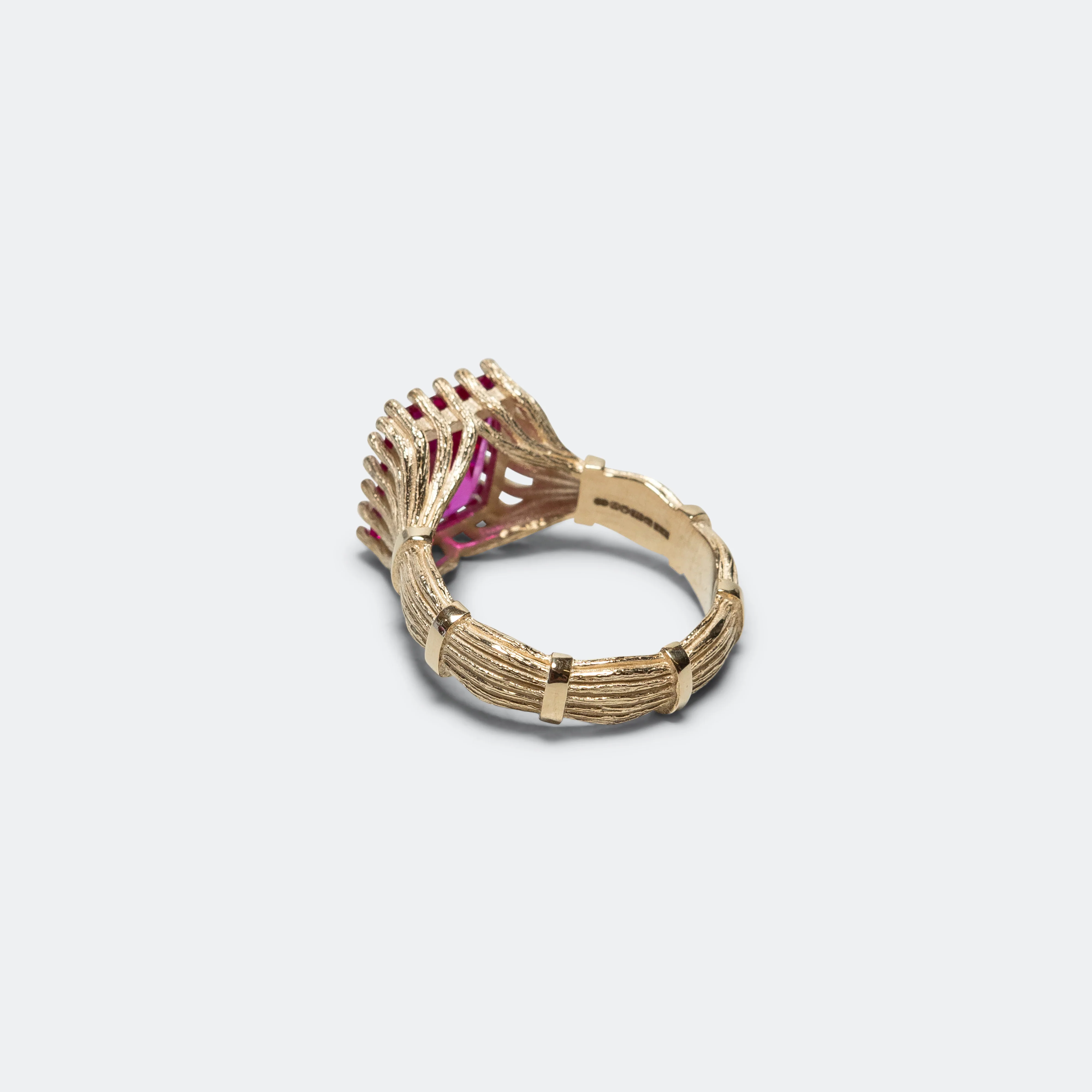 Baguette Cut Bound Willow Ring - 9K Gold/Pink Sapphire - Image 3