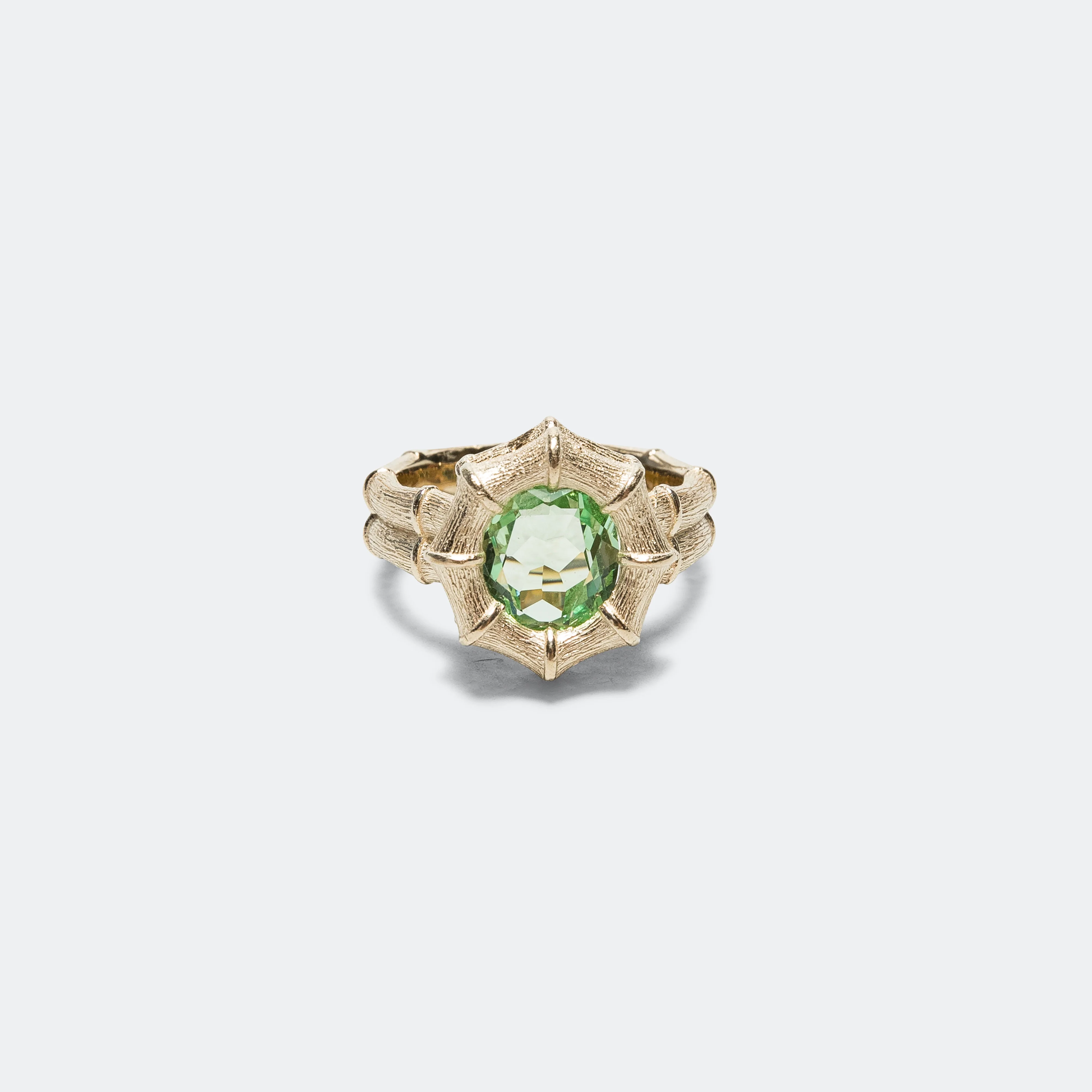 Bamboo Ring - Green/9K Gold - Image 3