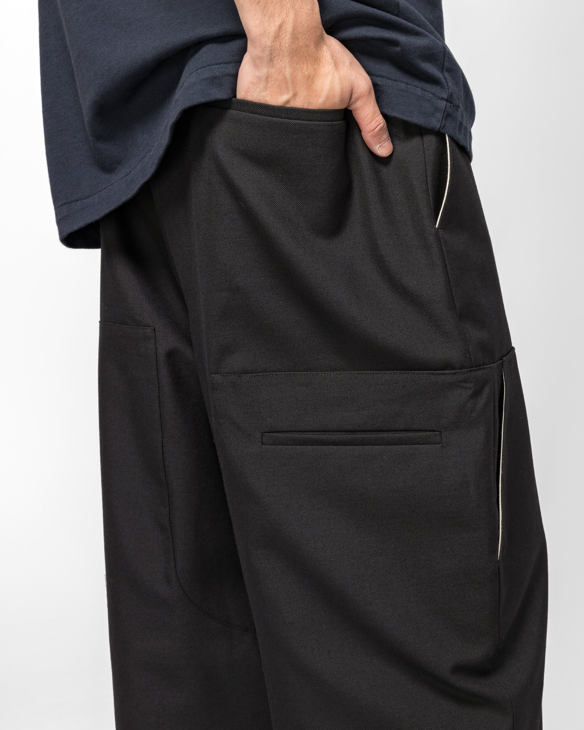 Double Pants - Black Poly/Wool Twill - Image 5